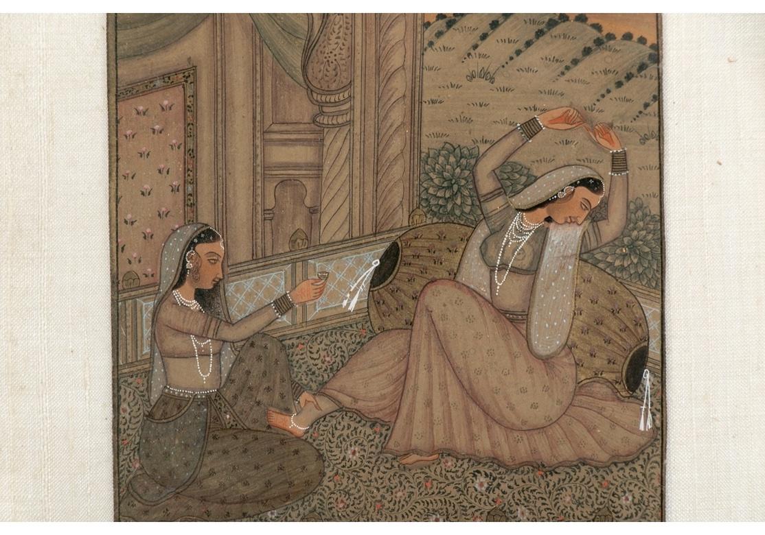 Peint à la main Grand lot de 26 miniatures indiennes peintes encadrées et dorées