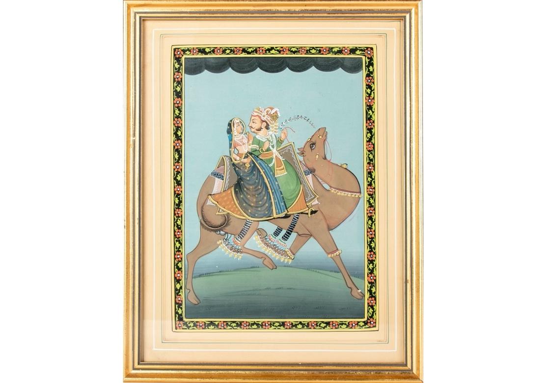 20ième siècle Grand lot de 26 miniatures indiennes peintes encadrées et dorées