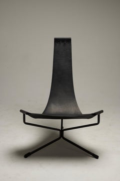Grande Lotus Lounge Chair in pelle nera di Dan Wenger