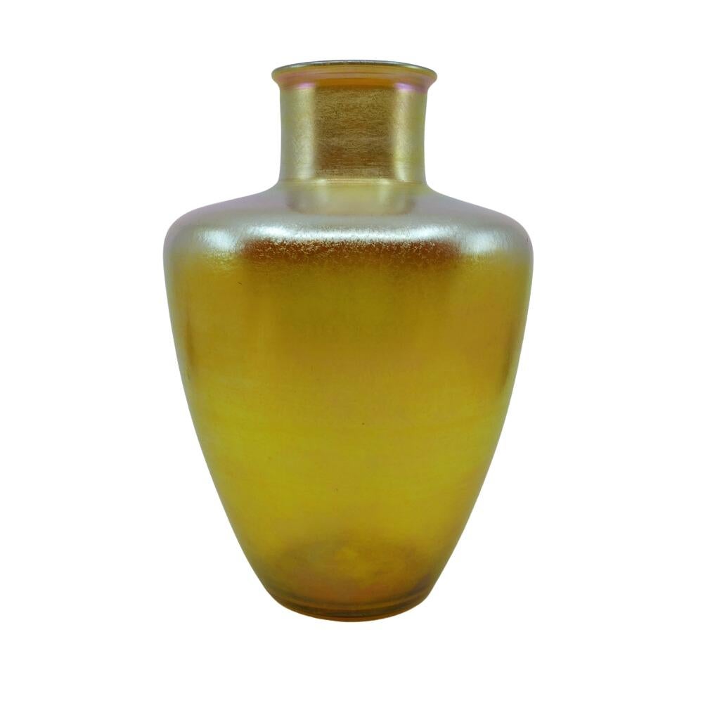 Art nouveau Grand vase Urne en verre d'art Louis Comfort Tiffany Gold Favrile, LCT, vers 1918 en vente