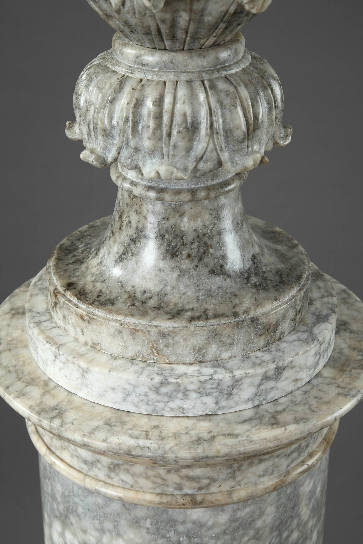 19th Century Large Louis-Philippe Alabaster Pedestal with Urn For Sale