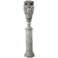 Large Louis-Philippe Alabaster Pedestal with Urn