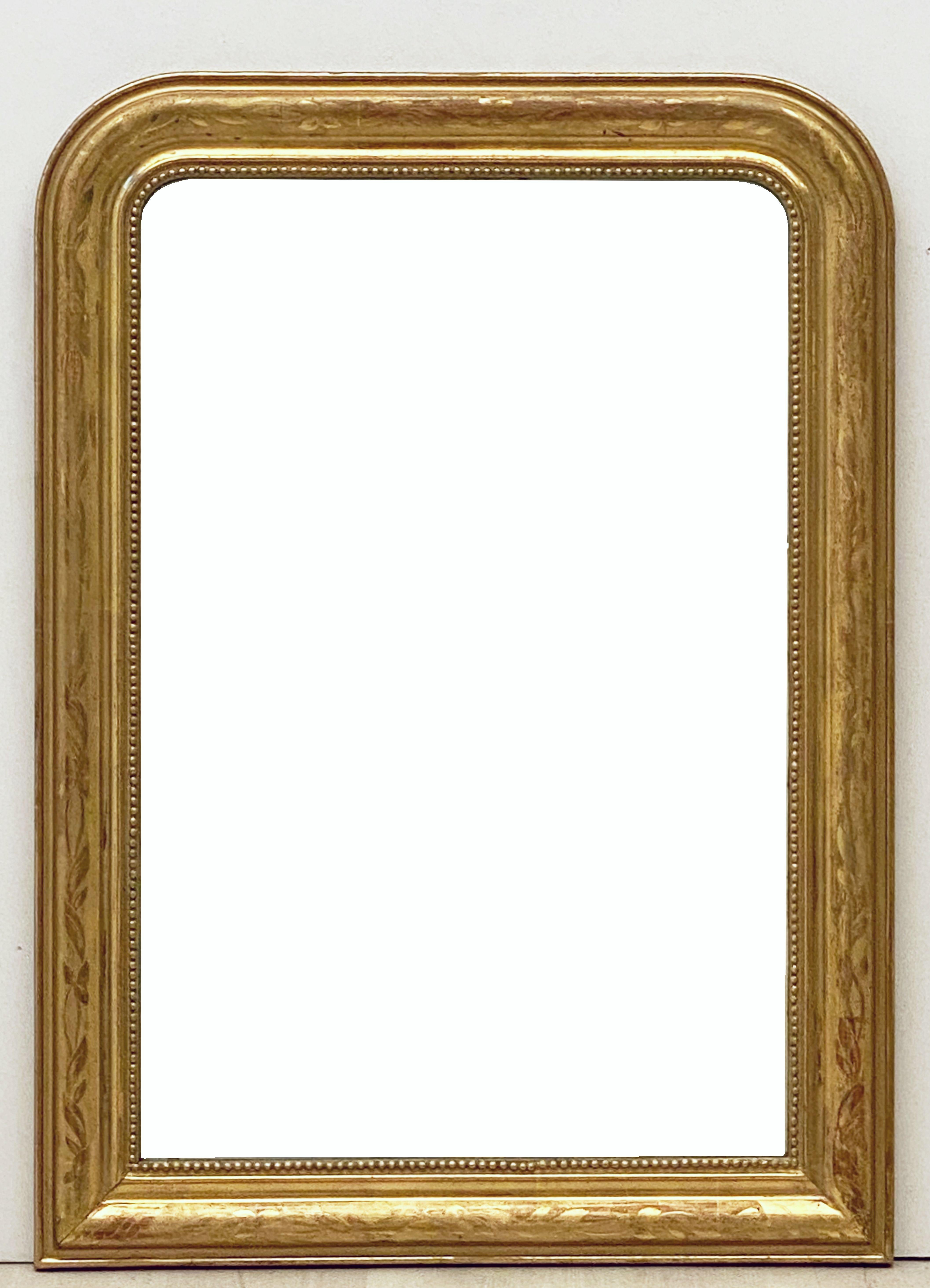 French Large Louis Philippe Arch Top Gilt Mirror (H 42 1/2 x W 30 1/2)
