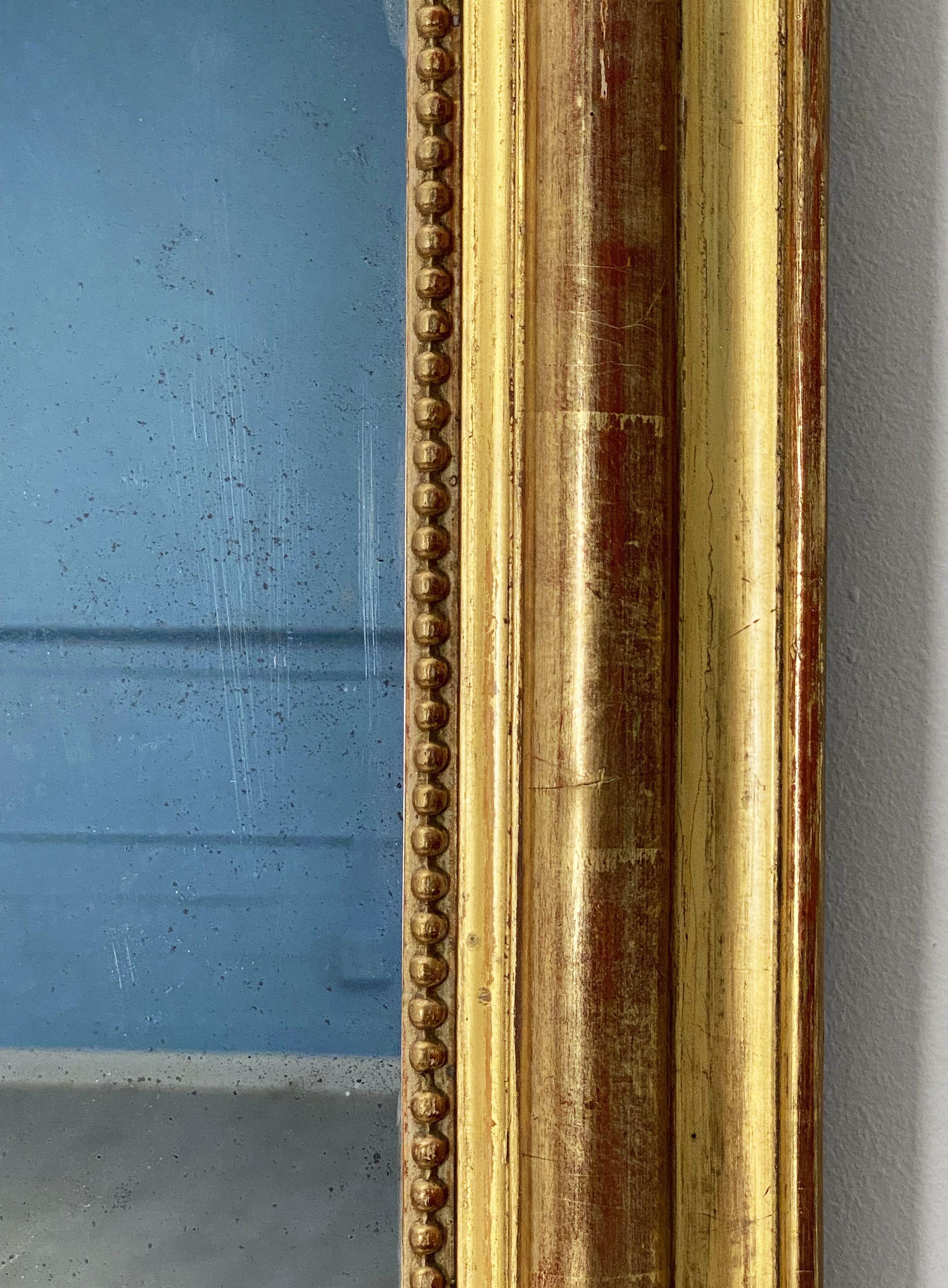 Large Louis Philippe Arch Top Gilt Mirror From France (H 30 7/8 X W 23 3/4) 5