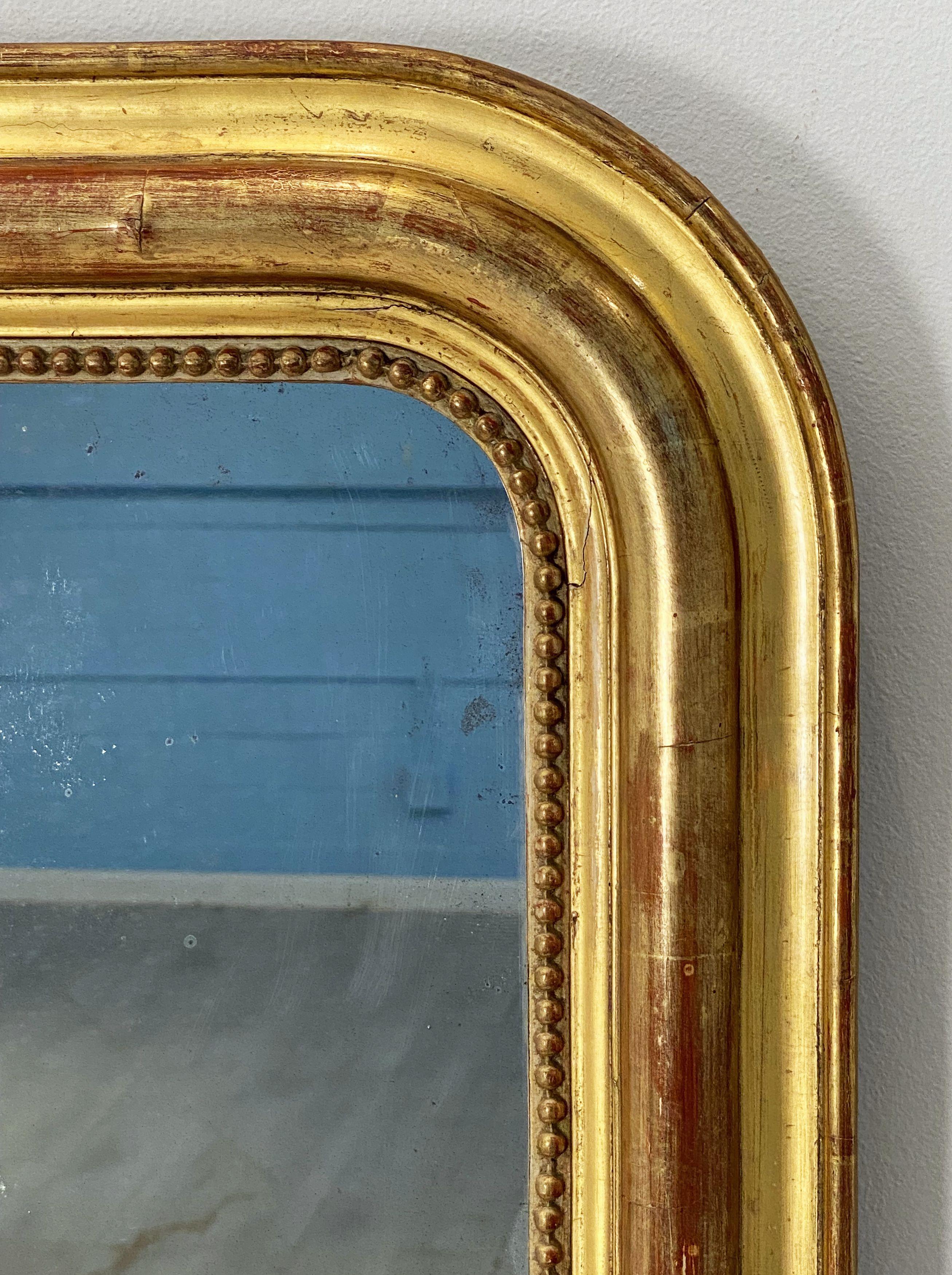 Large Louis Philippe Arch Top Gilt Mirror From France (H 30 7/8 X W 23 3/4) 6