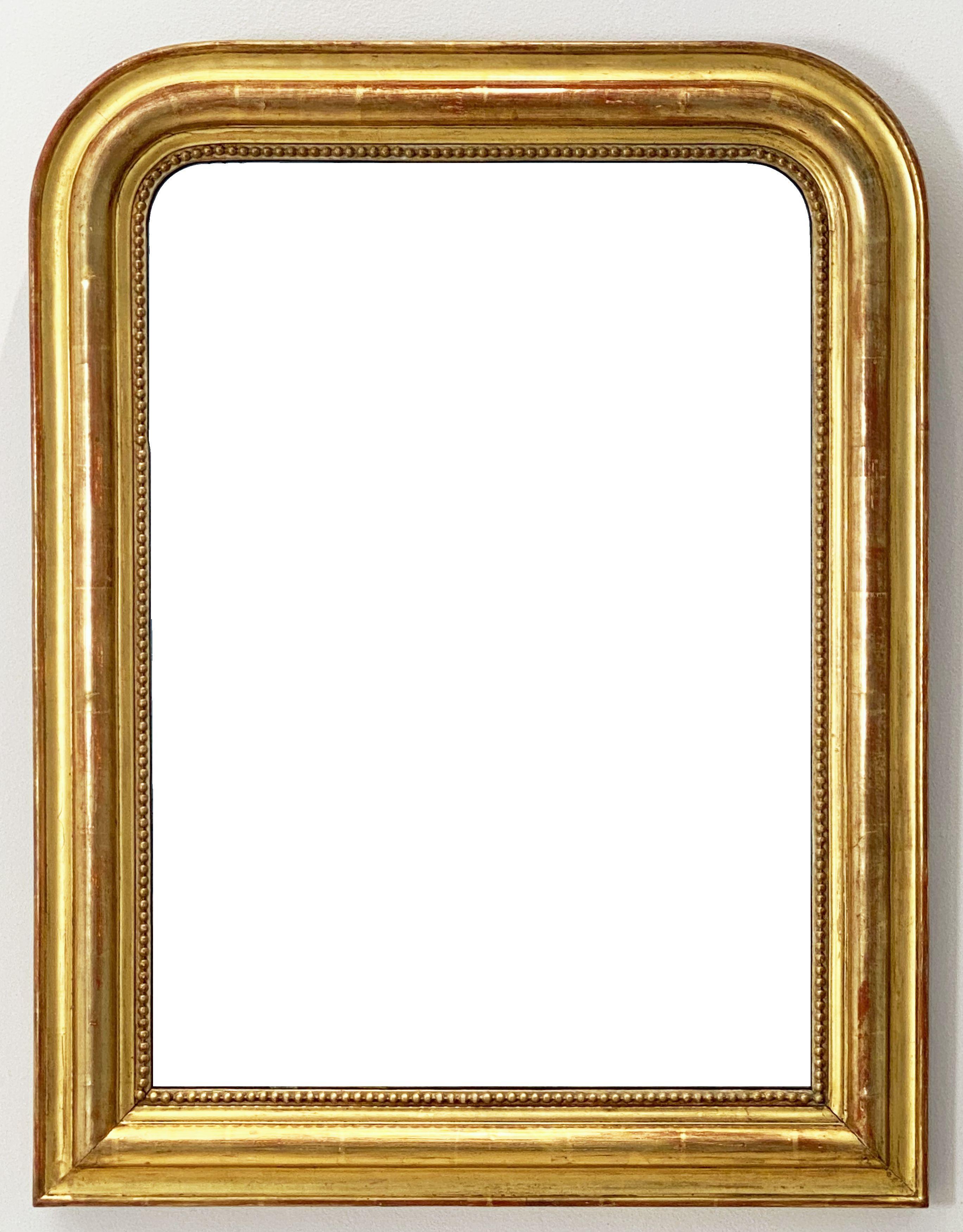 Large Louis Philippe Arch Top Gilt Mirror From France (H 30 7/8 X W 23 3/4) 9