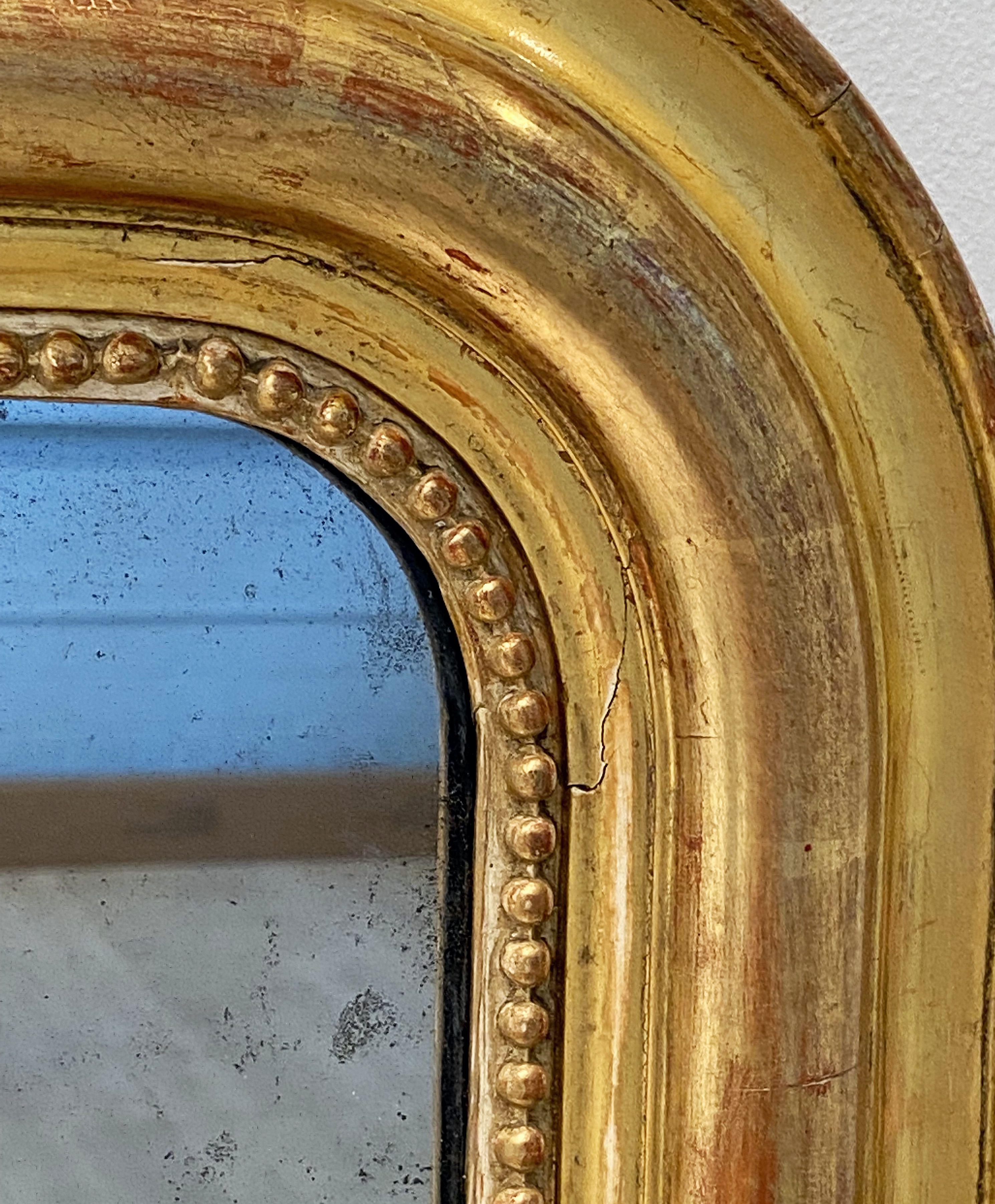Large Louis Philippe Arch Top Gilt Mirror From France (H 30 7/8 X W 23 3/4) 13