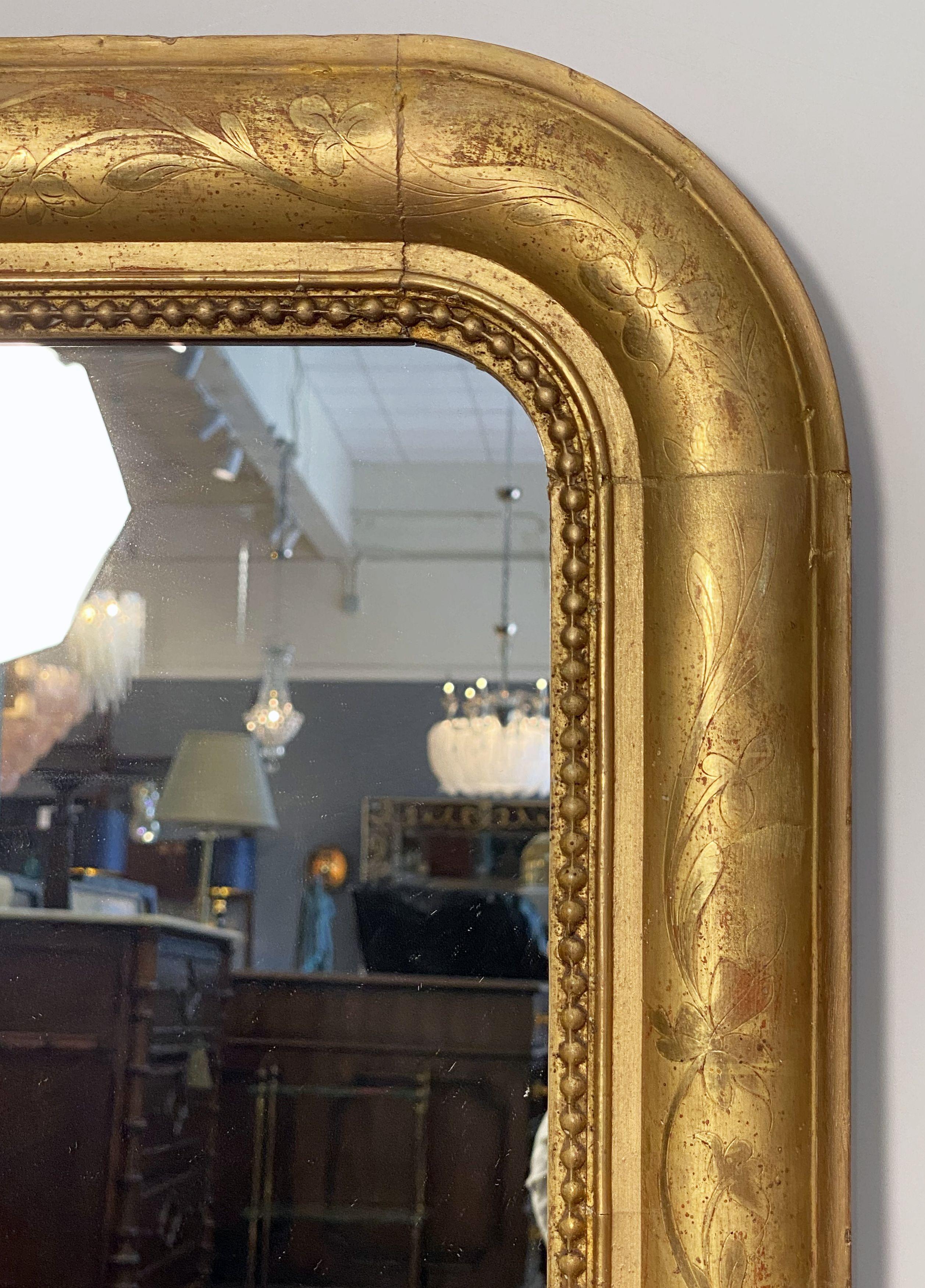 Large Louis Philippe Arch Top Gilt Mirror from France (H 38 1/2 x W 25 1/8) For Sale 5