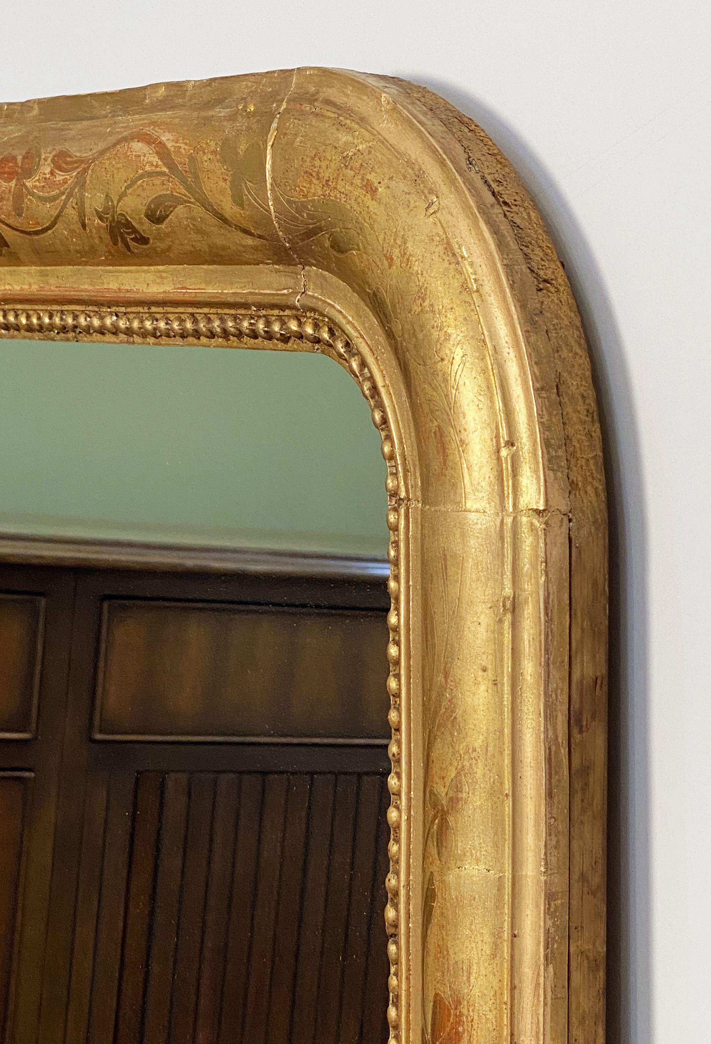 Large Louis Philippe Arch Top Gilt Mirror from France (H 38 1/2 x W 25 1/8) For Sale 6