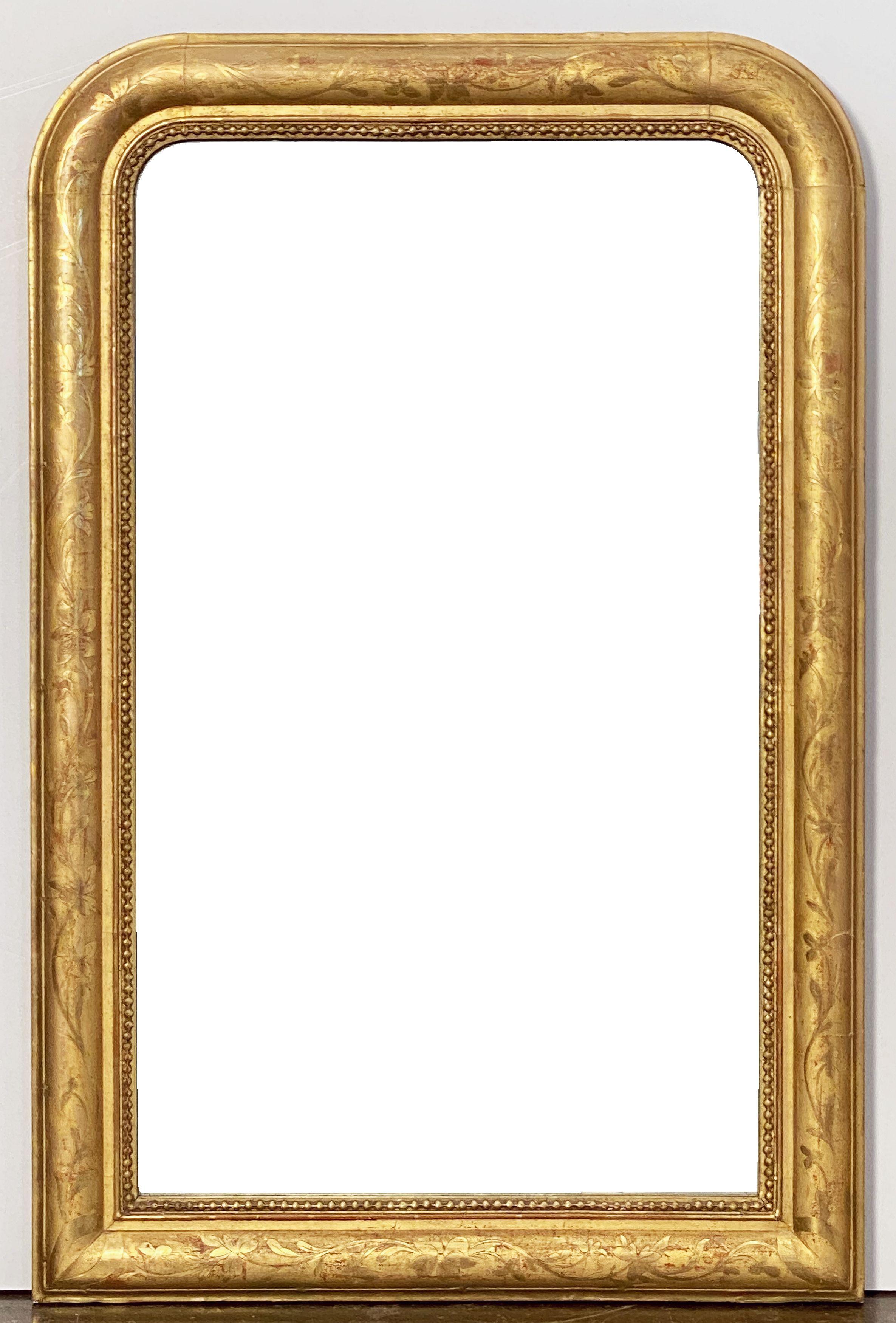 Large Louis Philippe Arch Top Gilt Mirror from France (H 38 1/2 x W 25 1/8) For Sale 11