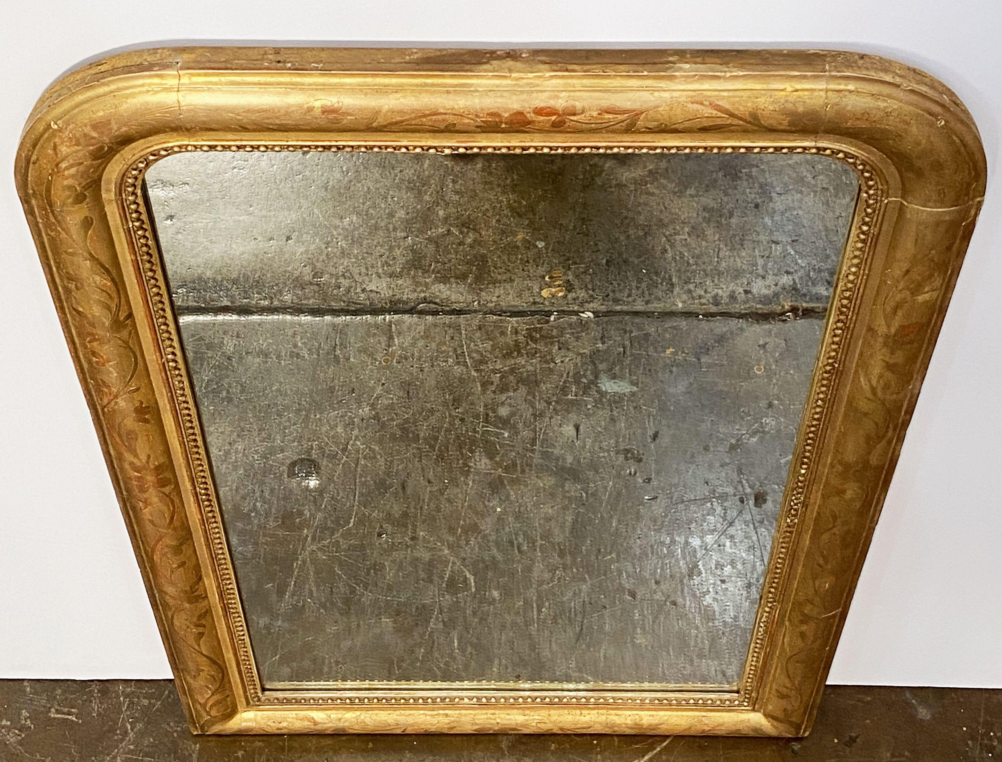 French Large Louis Philippe Arch Top Gilt Mirror from France (H 38 1/2 x W 25 1/8) For Sale