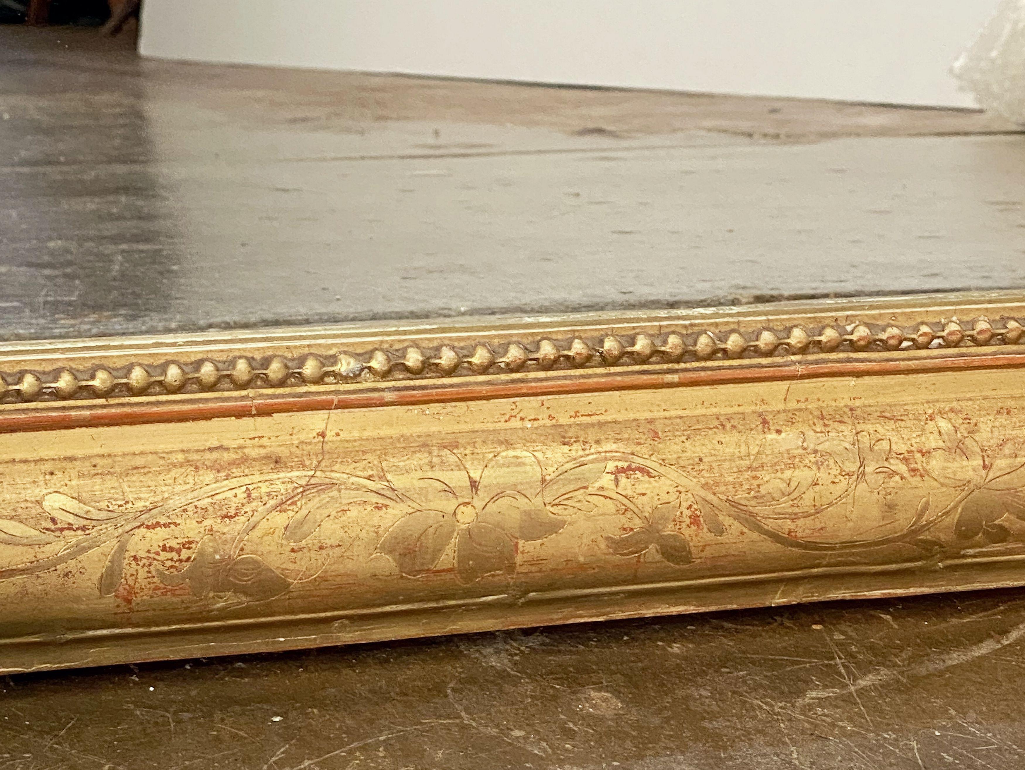 Large Louis Philippe Arch Top Gilt Mirror from France (H 38 1/2 x W 25 1/8) For Sale 2