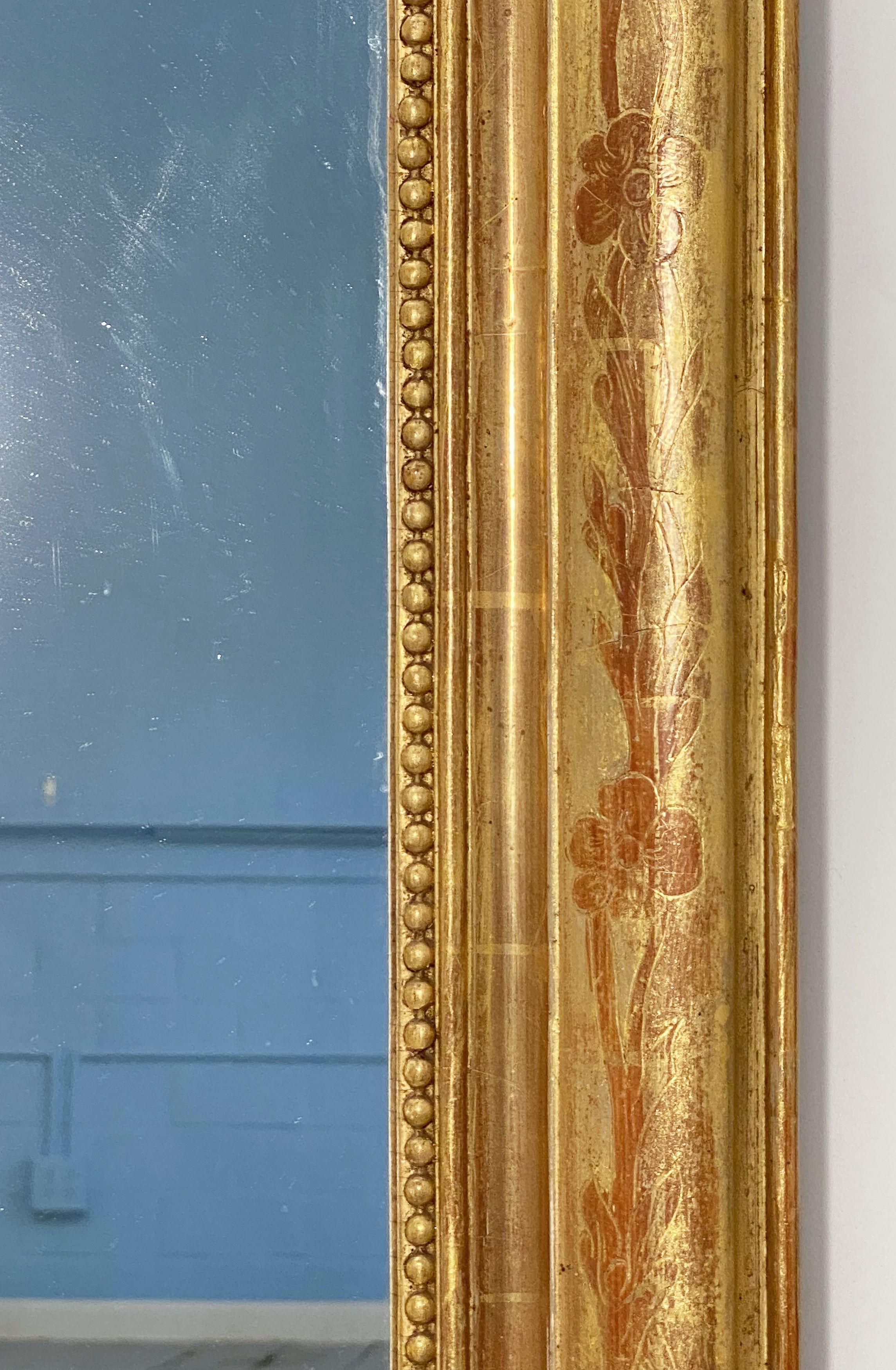 Large Louis Philippe Arch Top Gilt Mirror from France (H 38 3/4 x W 28) 3