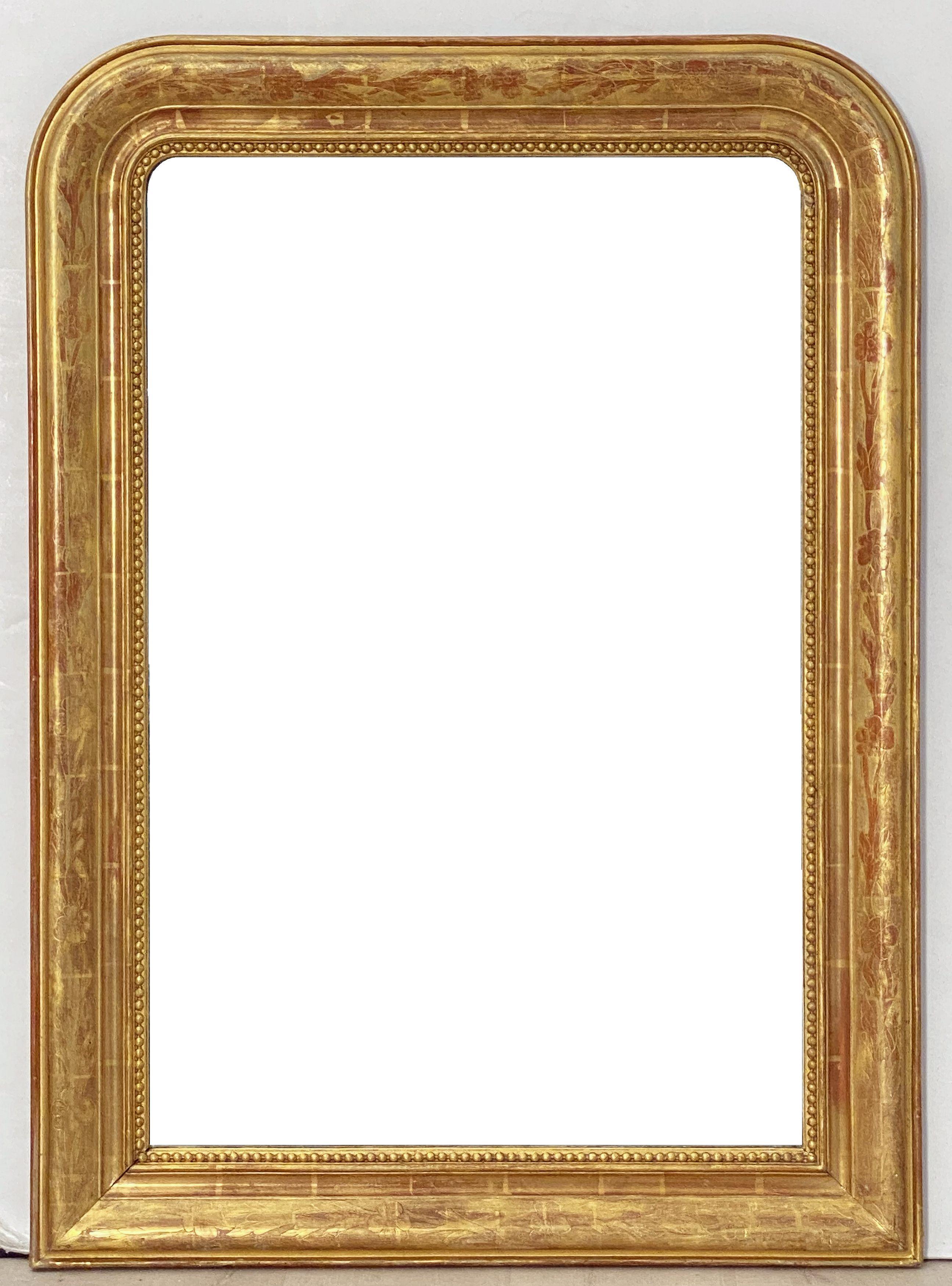 Large Louis Philippe Arch Top Gilt Mirror from France (H 38 3/4 x W 28) 5