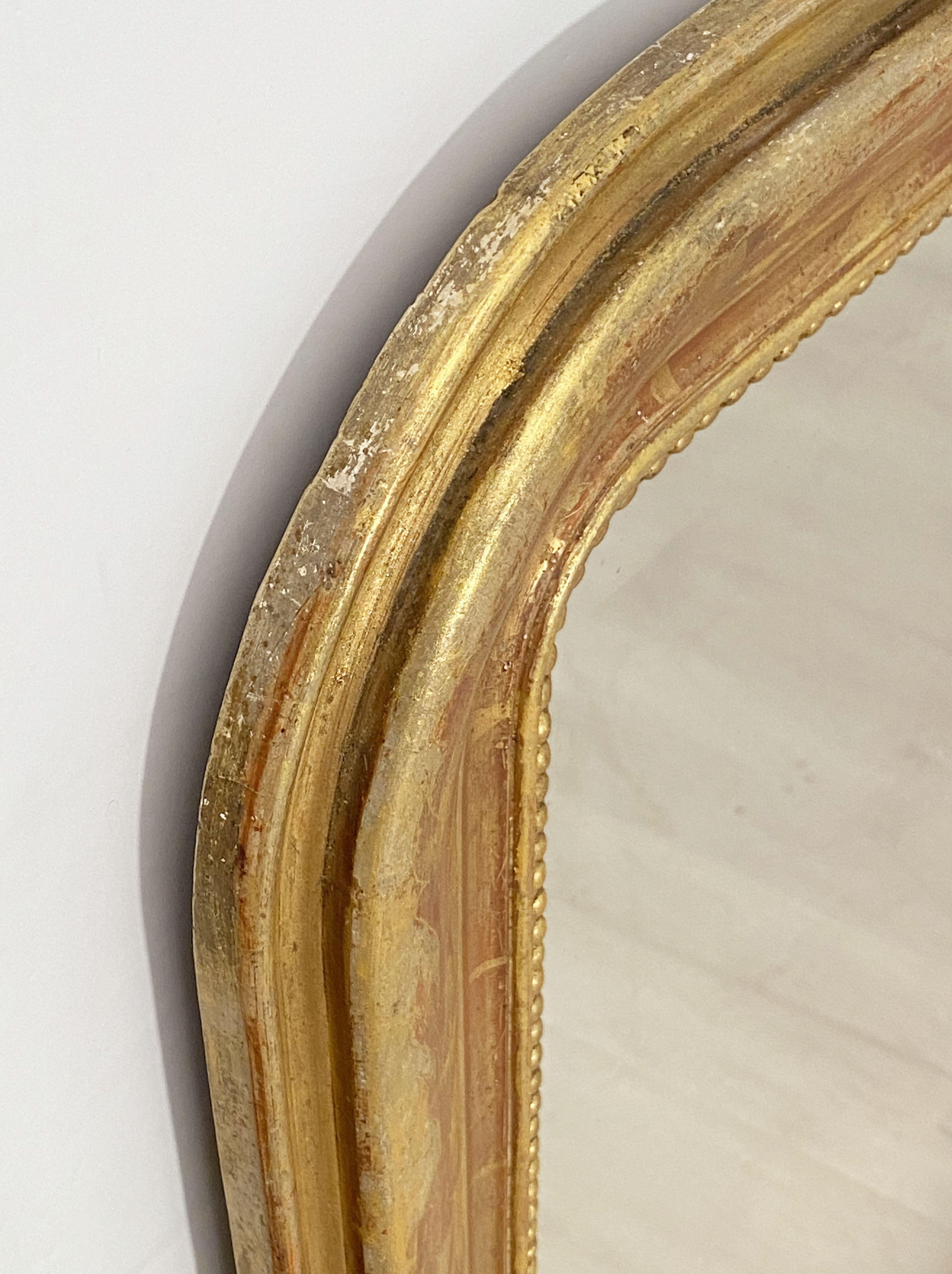 Large Louis Philippe Arch Top Gilt Mirror from France (H 38 3/4 x W 28) 7