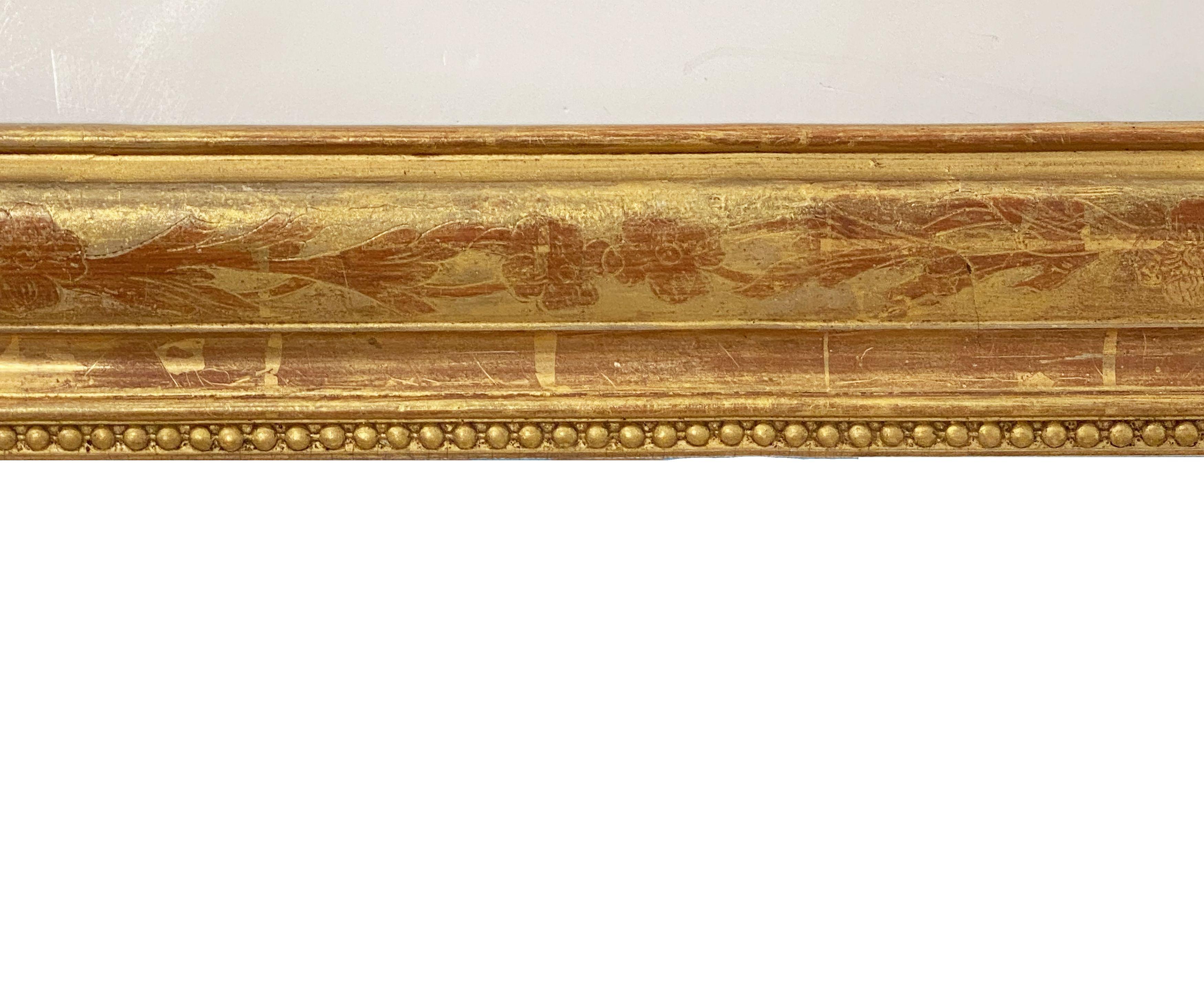French Large Louis Philippe Arch Top Gilt Mirror from France (H 38 3/4 x W 28)