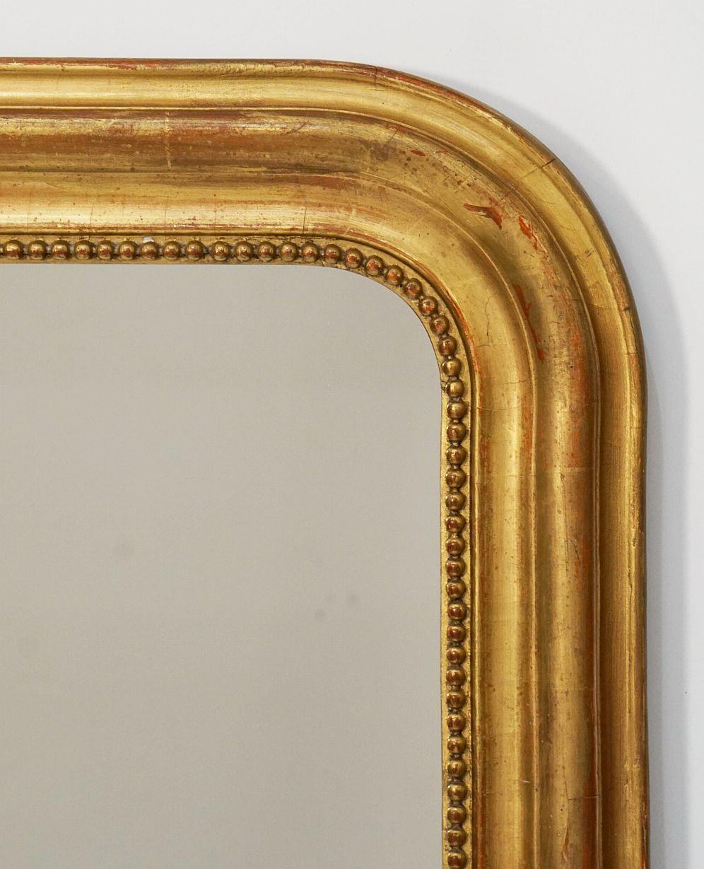 Large Louis Philippe Arch Top Gilt Mirror from France (H 44 1/4 x W 32 1/8) 4
