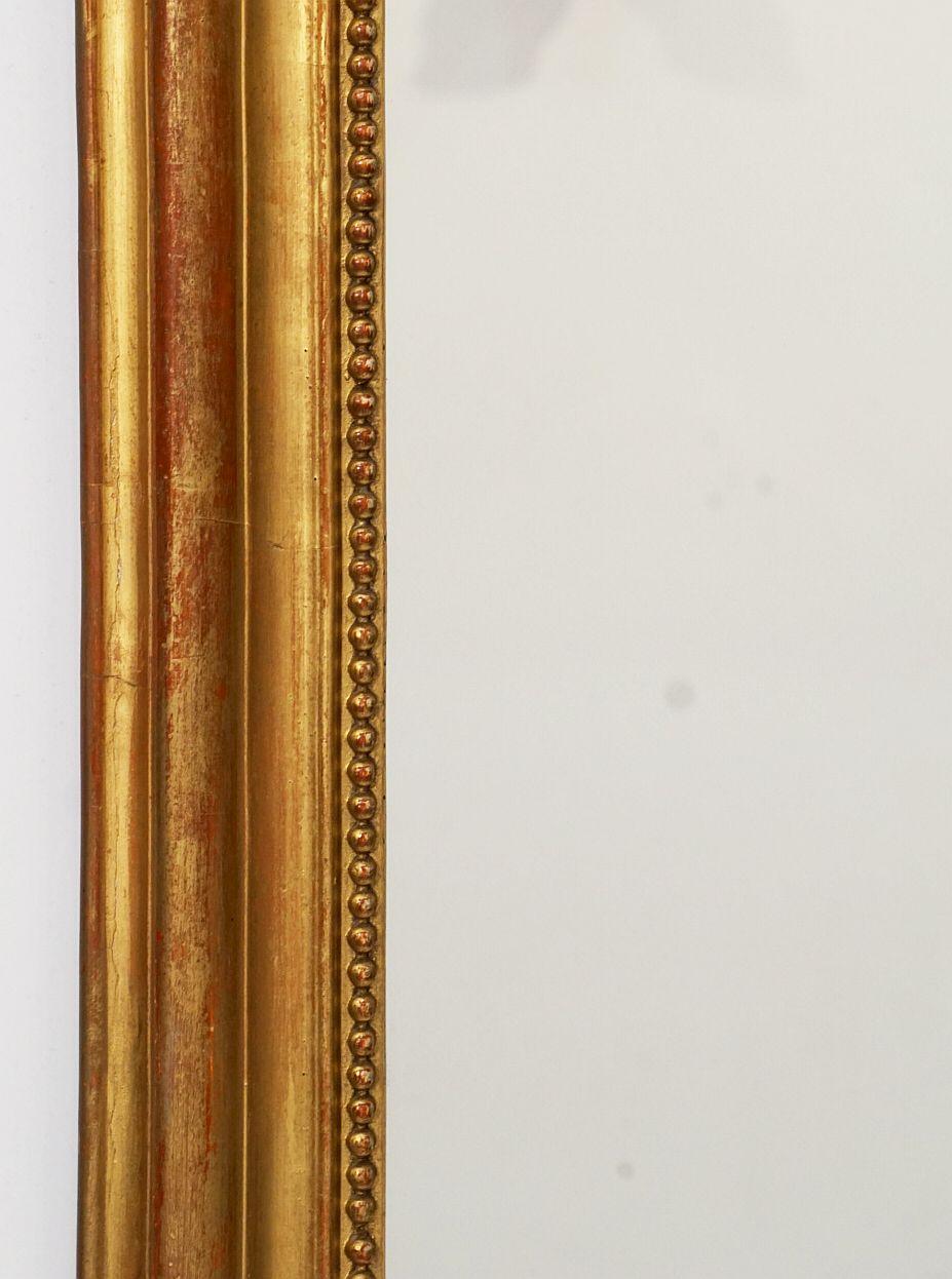 19th Century Large Louis Philippe Arch Top Gilt Mirror from France (H 44 1/4 x W 32 1/8)