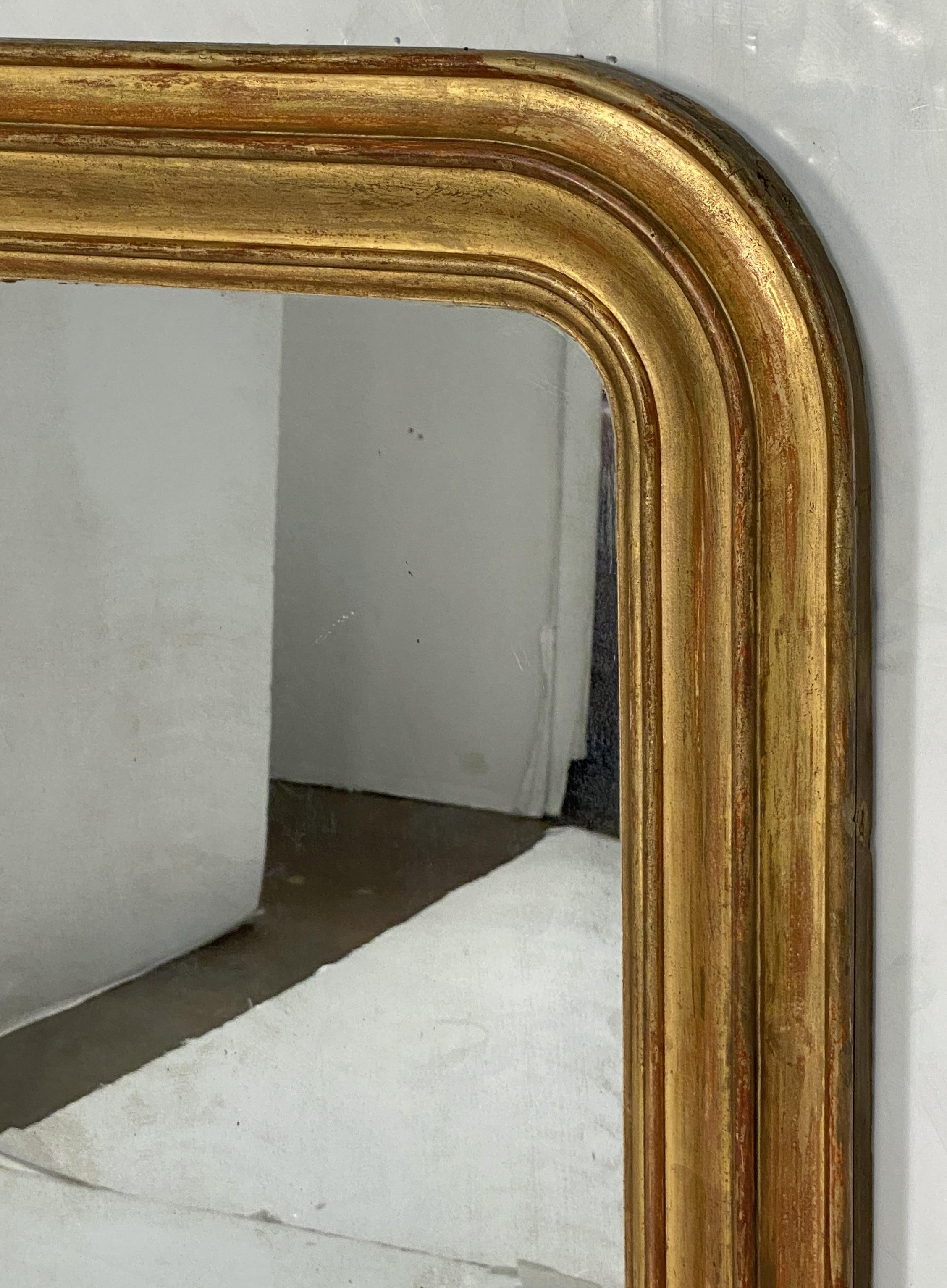 Large Louis Philippe Arch Top Gilt Mirror from France (H 47 1/4 x W 39) For Sale 4