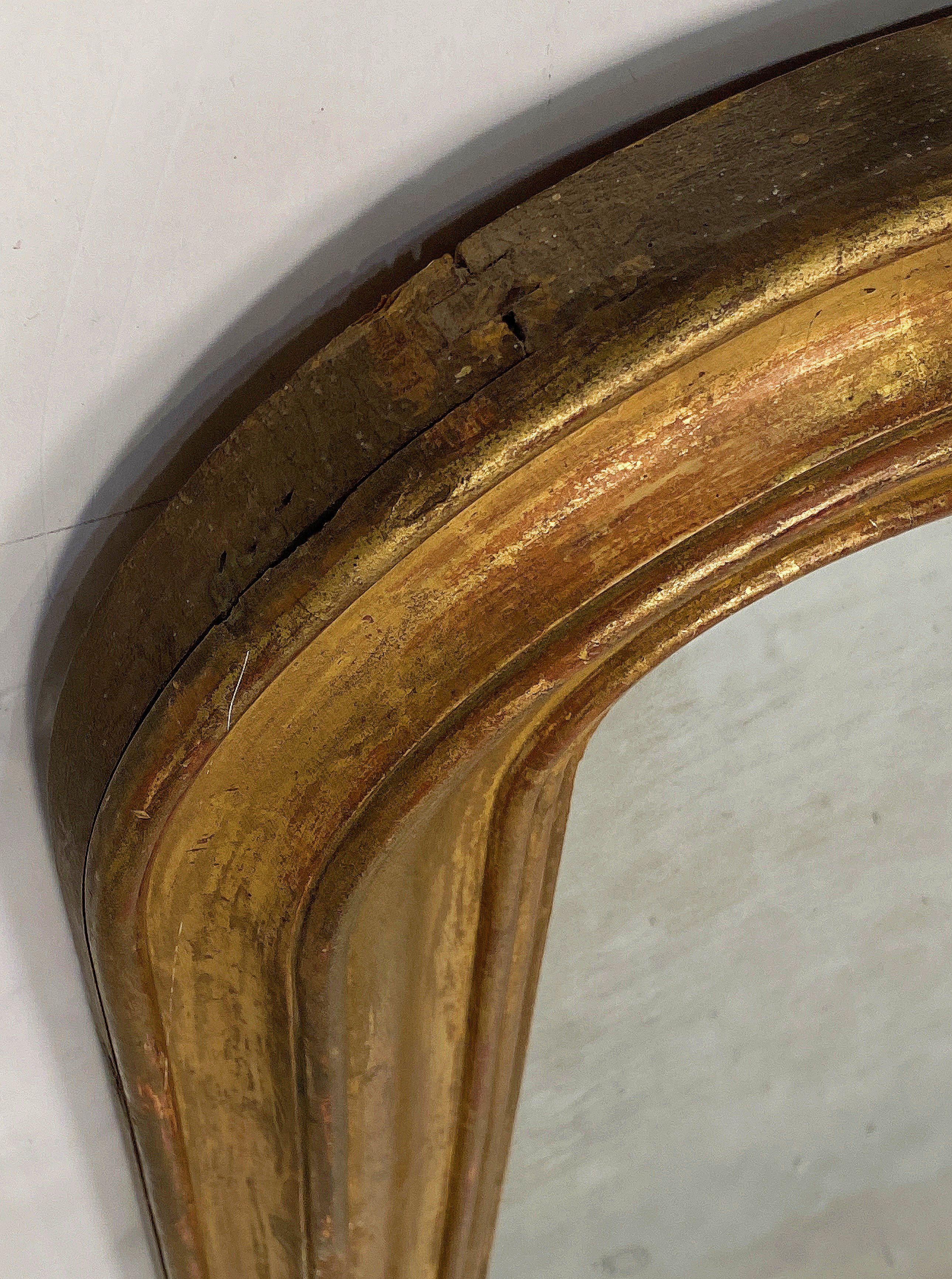 Large Louis Philippe Arch Top Gilt Mirror from France (H 47 1/4 x W 39) For Sale 5