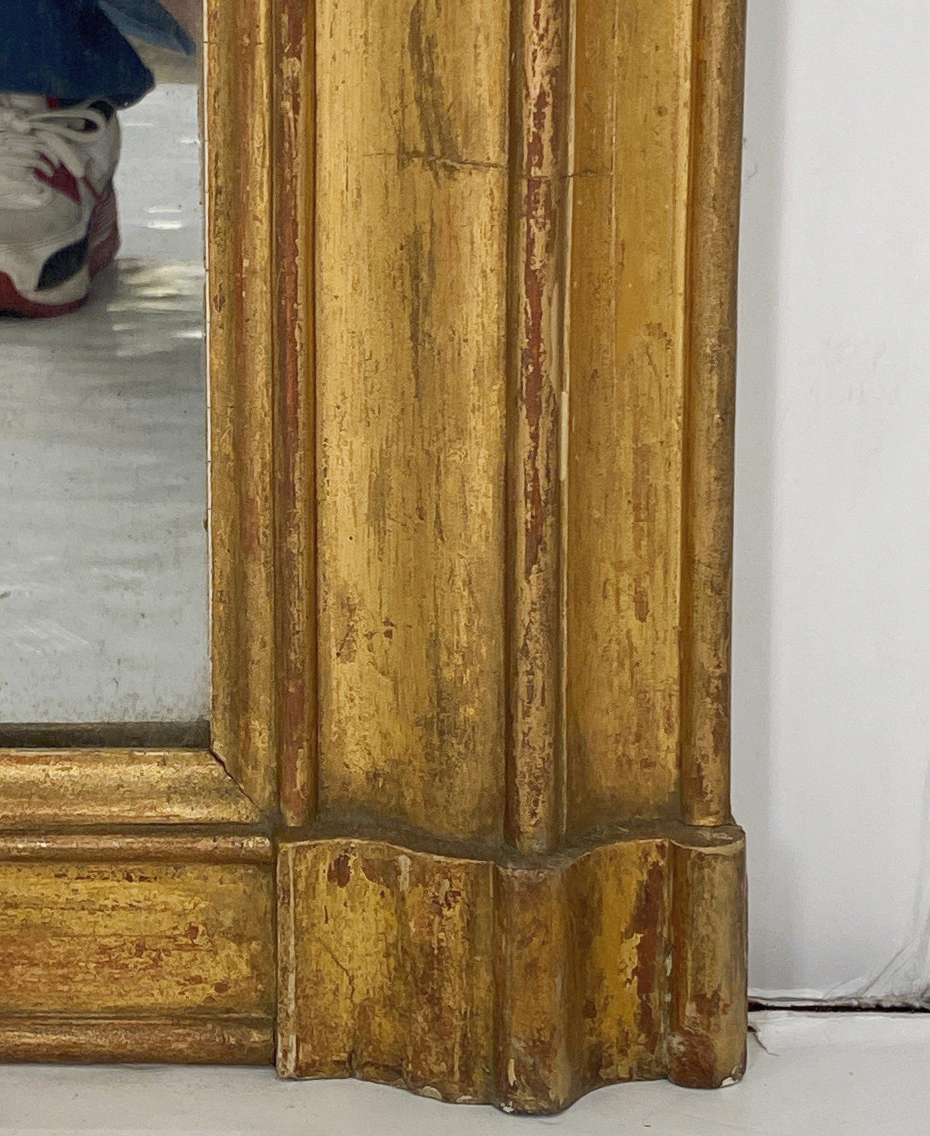 Large Louis Philippe Arch Top Gilt Mirror from France (H 47 1/4 x W 39) For Sale 1