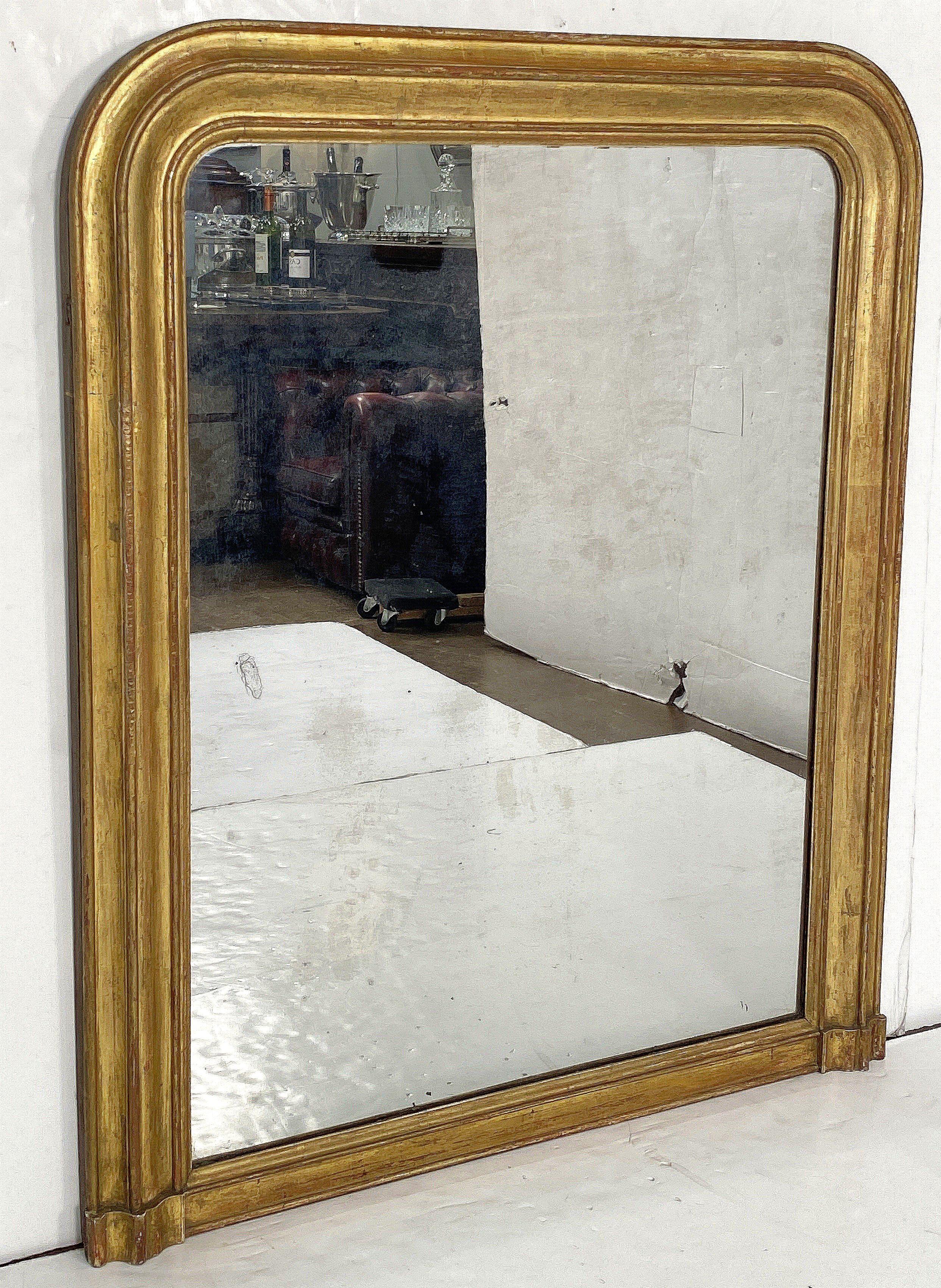 Large Louis Philippe Arch Top Gilt Mirror from France (H 47 1/4 x W 39) For Sale 2