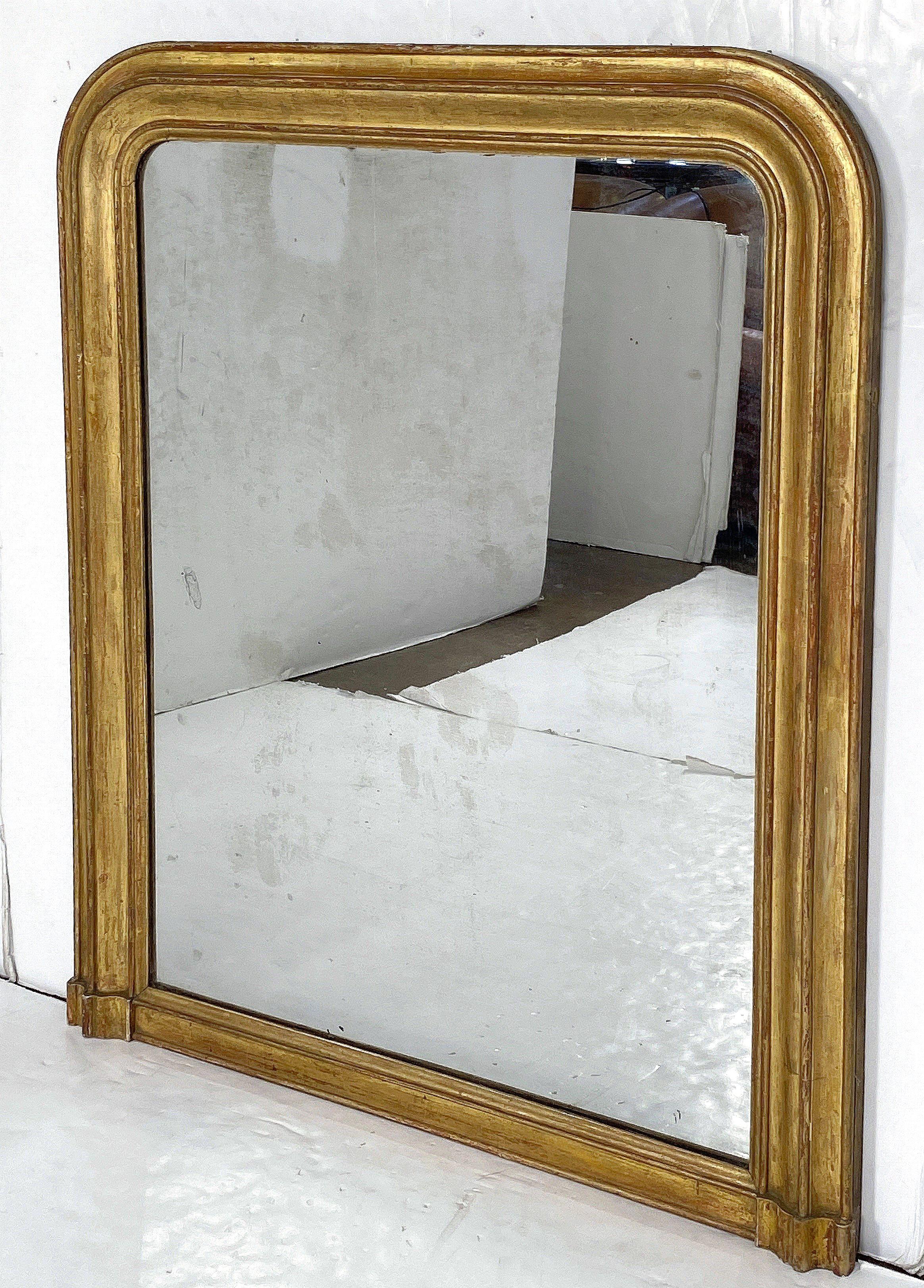 Large Louis Philippe Arch Top Gilt Mirror from France (H 47 1/4 x W 39) For Sale 3