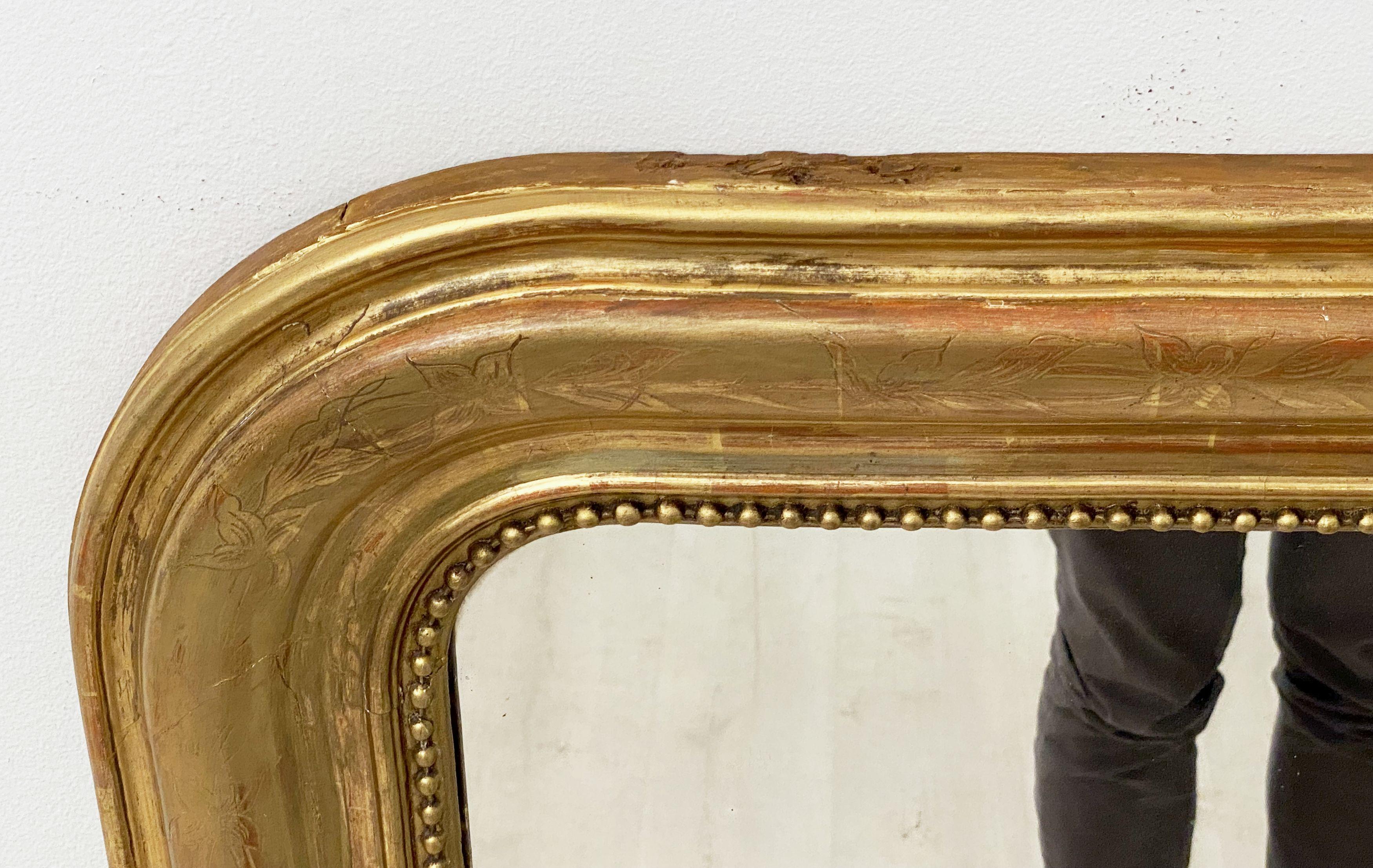 Large Louis Philippe Arch Top Gilt Mirror From France (H 56 X 34 1/2) 8