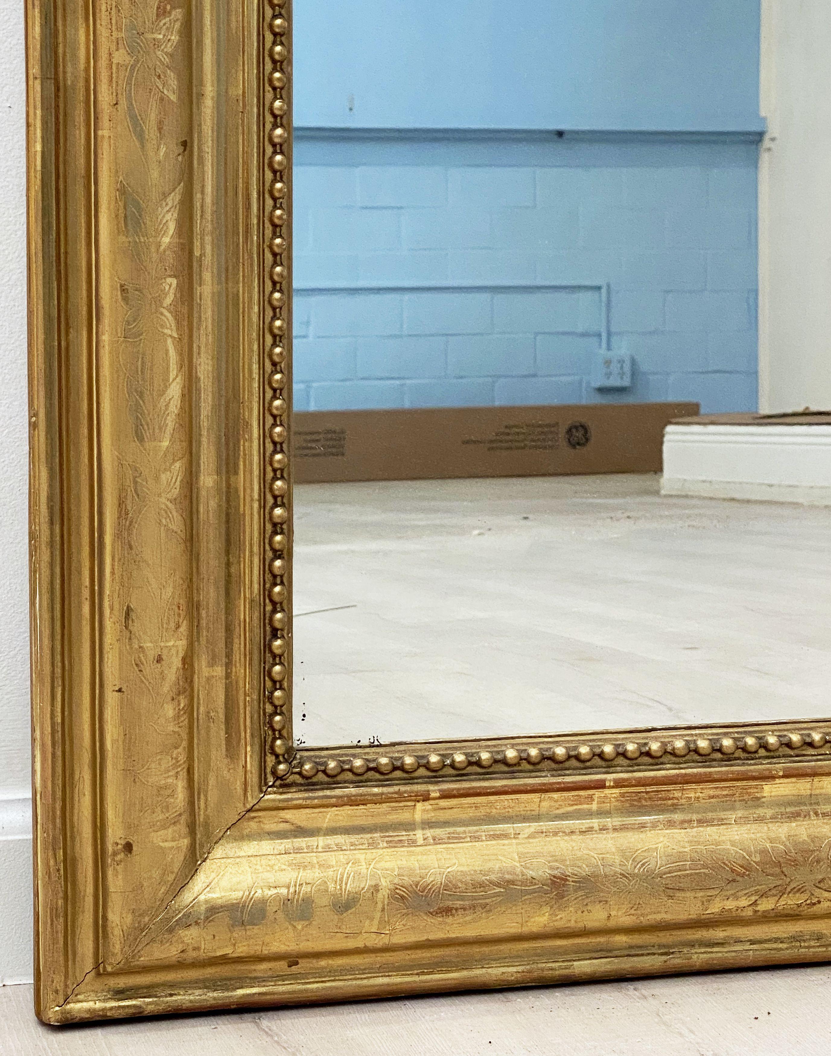 Large Louis Philippe Arch Top Gilt Mirror From France (H 56 X 34 1/2) 1