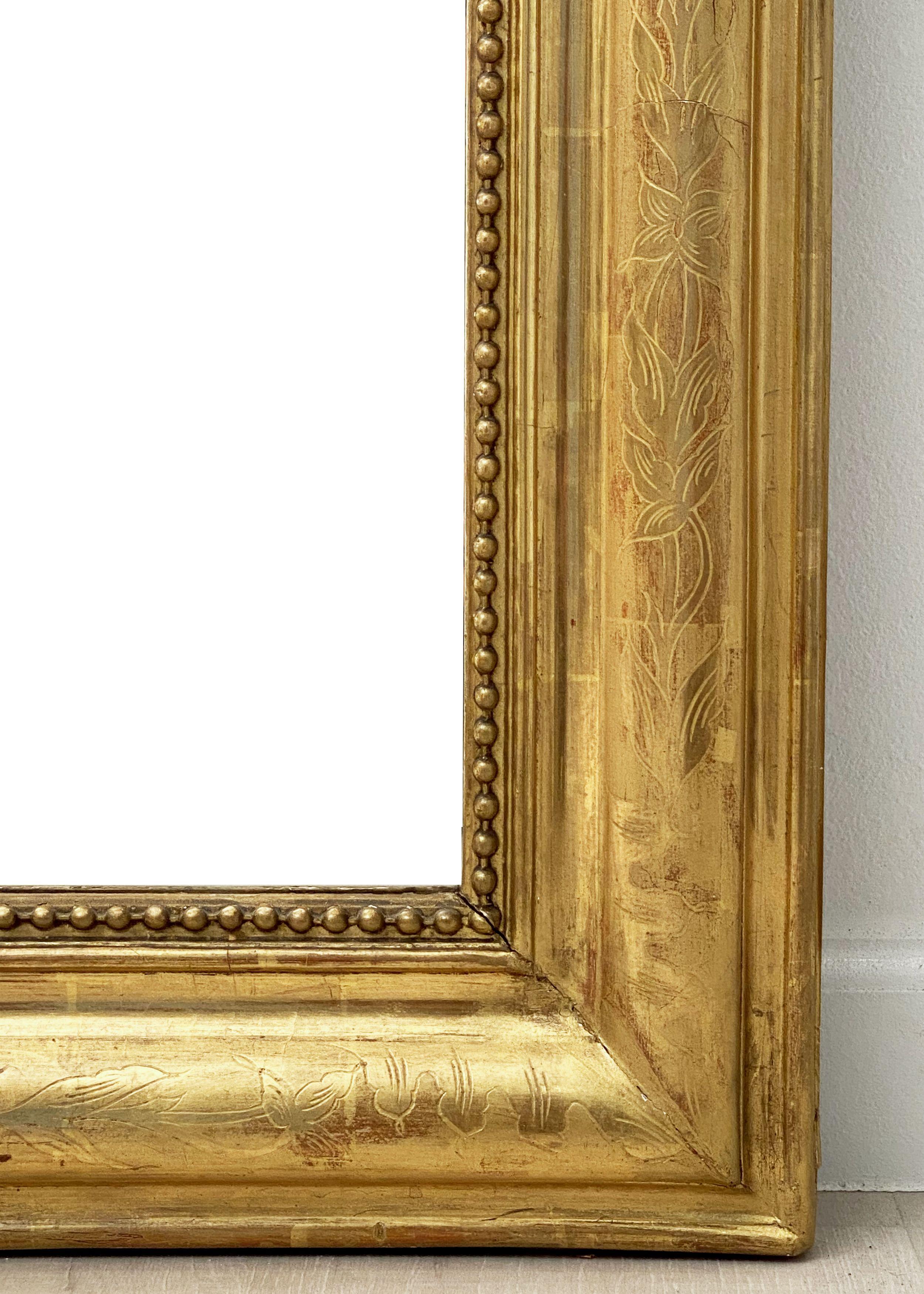Large Louis Philippe Arch Top Gilt Mirror From France (H 56 X 34 1/2) 3