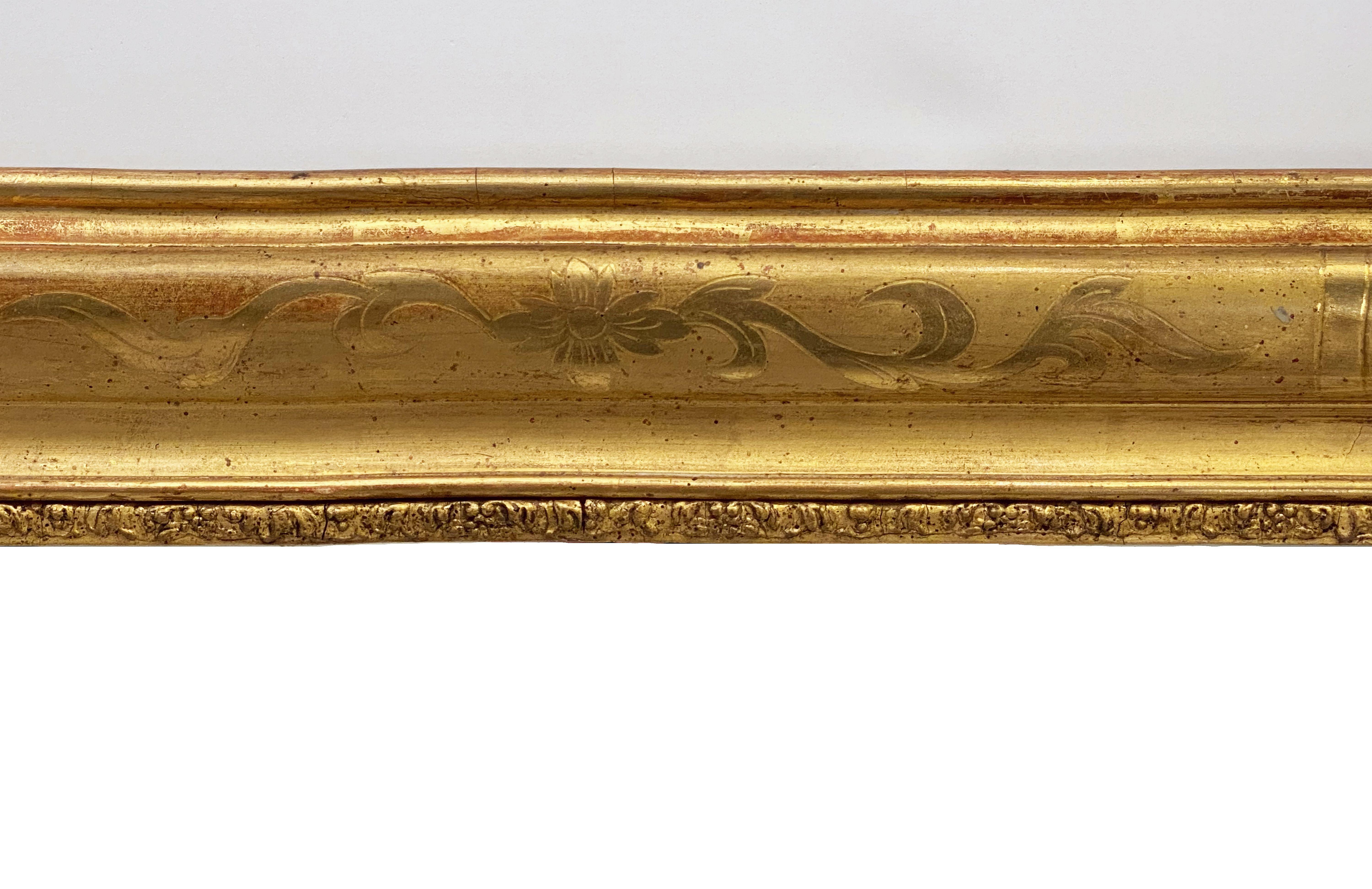 19th Century Large Louis Philippe Arch Top Gilt Mirror (39 3/4 x W 25 1/8)