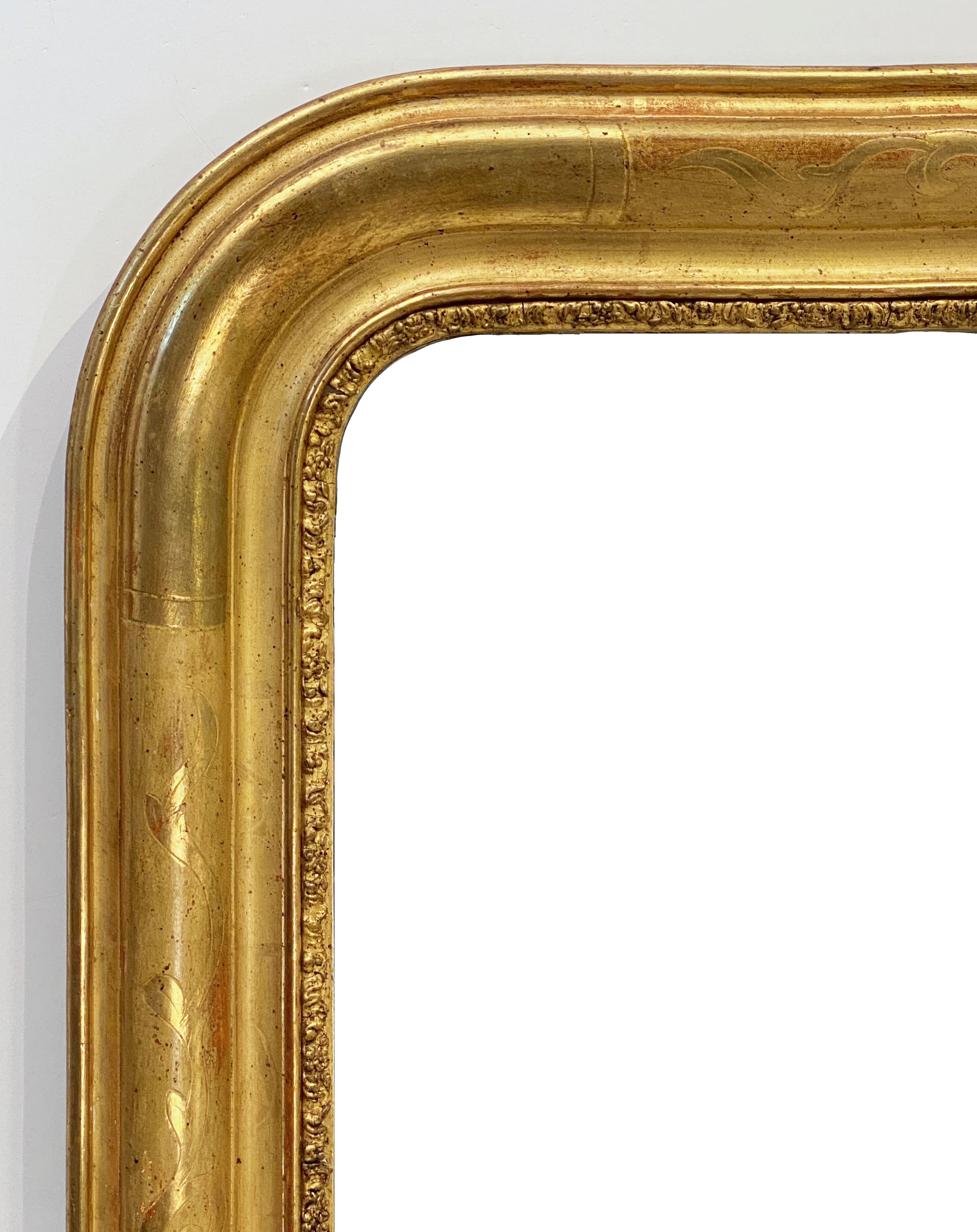 Glass Large Louis Philippe Arch Top Gilt Mirror (39 3/4 x W 25 1/8)