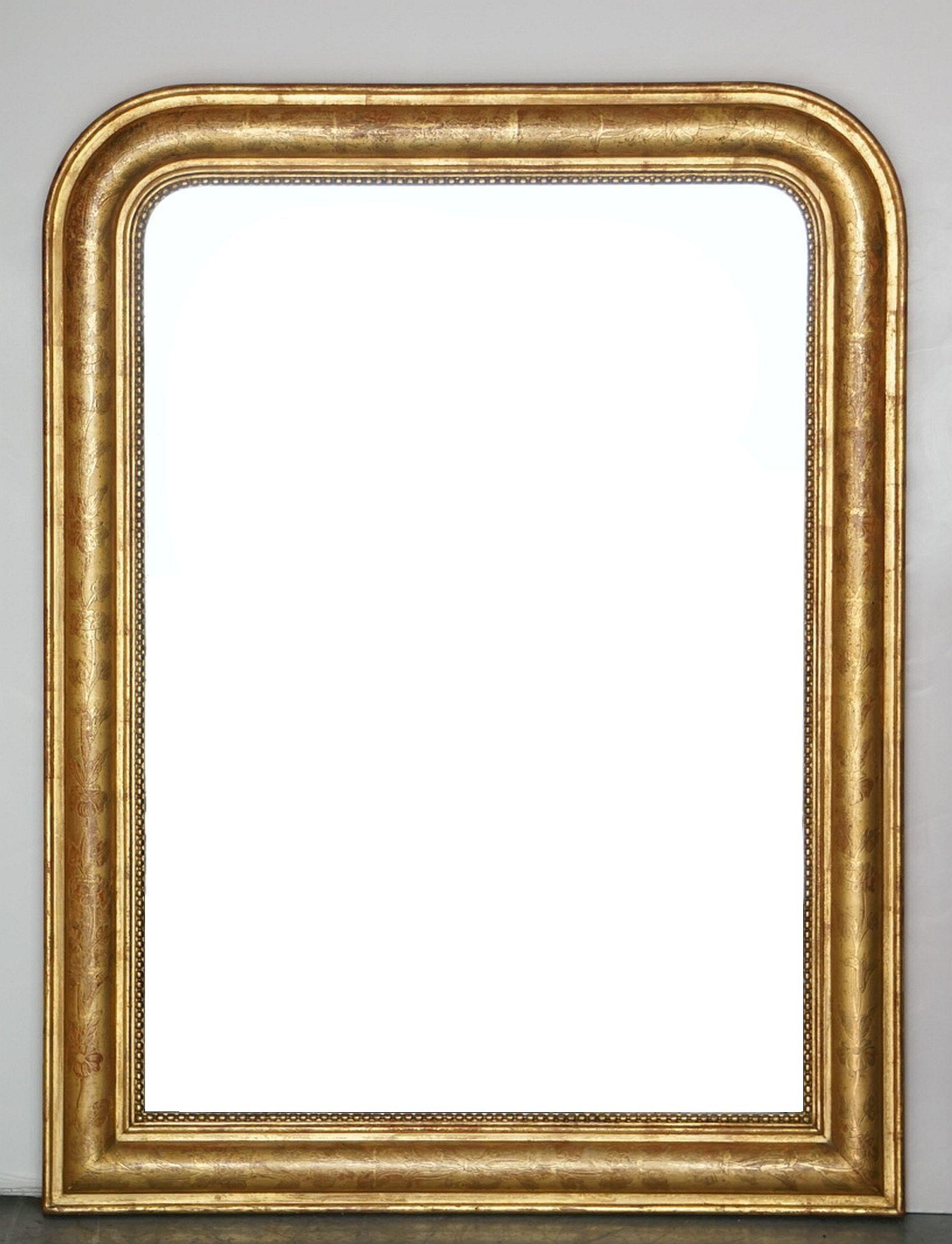 Large Louis Philippe Arch Top Gilt Mirror (H 40 1/2 x W 30 3/4) 7