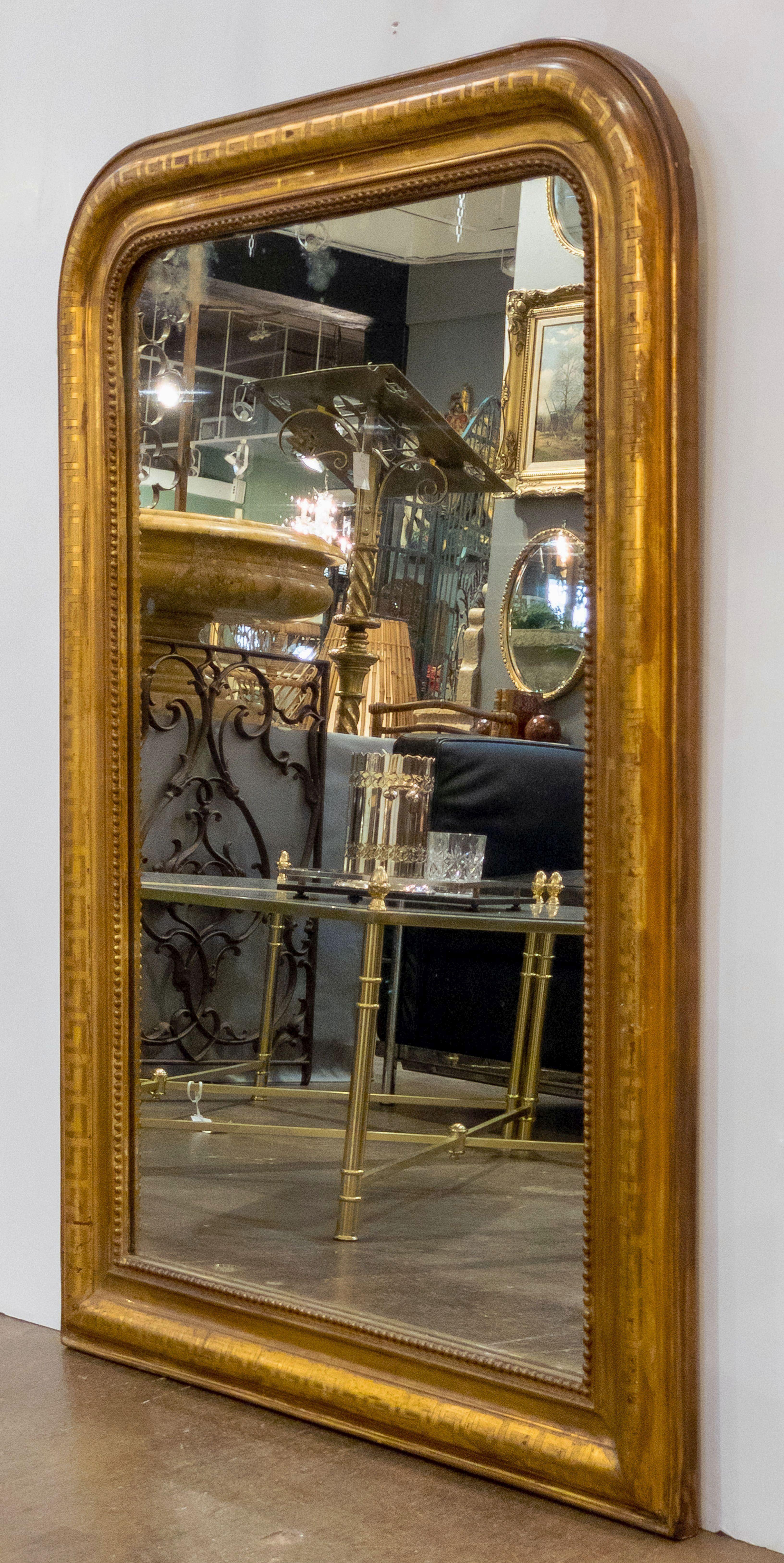 French Large Louis Philippe Arch Top Gilt Mirror (H 42 1/2 x W 30 1/2)