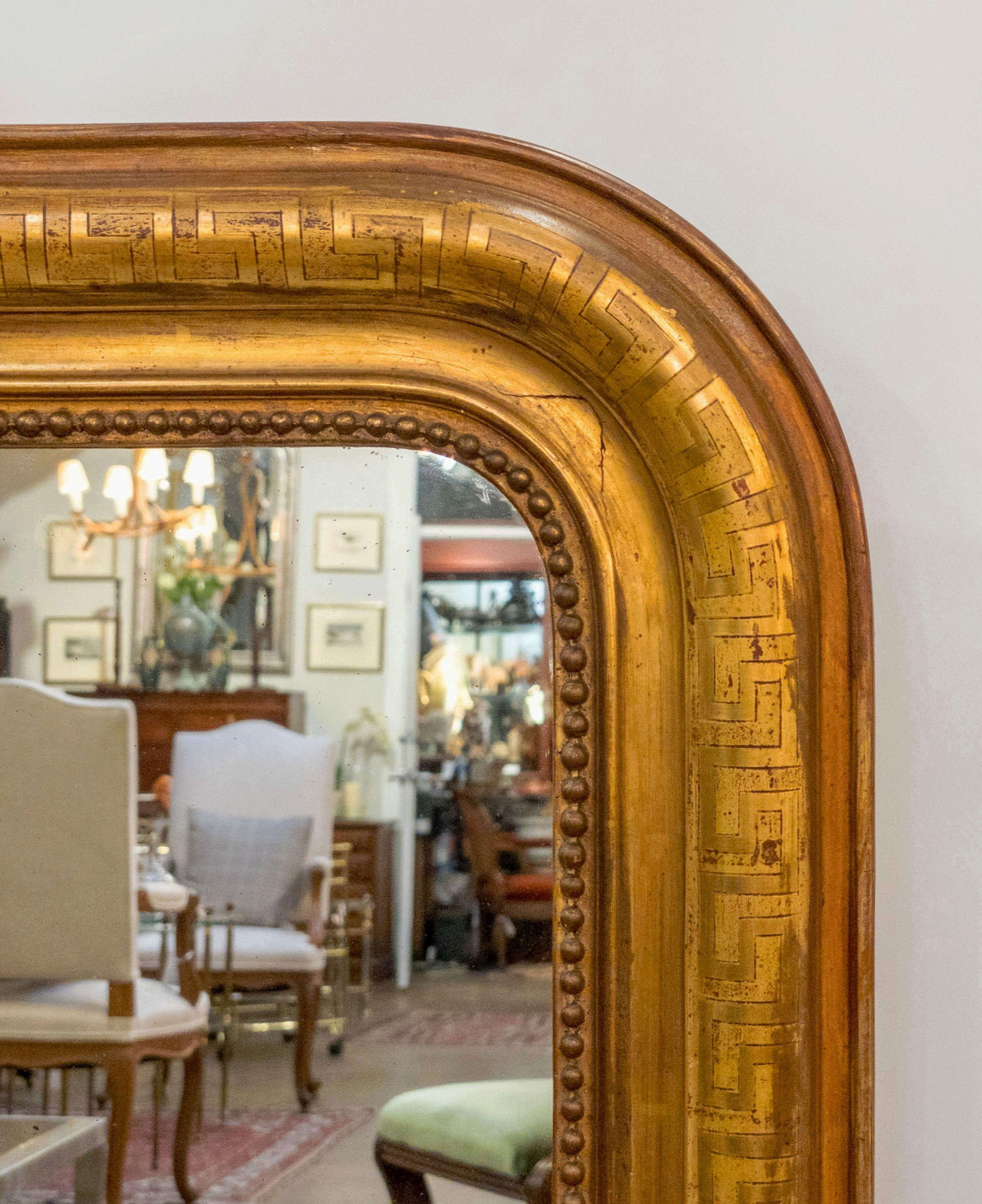 Large Louis Philippe Arch Top Gilt Mirror (H 42 1/2 x W 30 1/2) 1