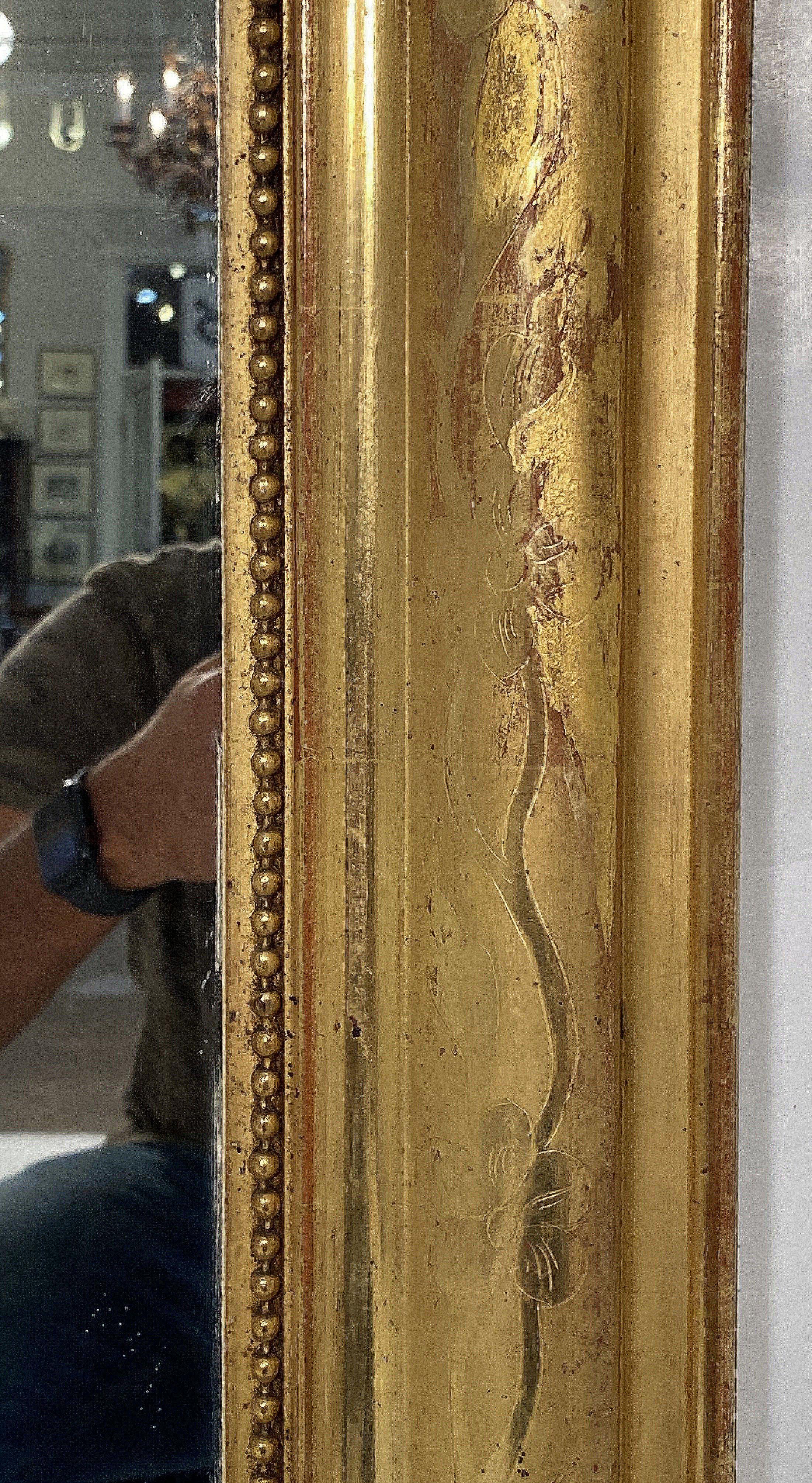 Large Louis Philippe Arch Top Gilt Mirror (H 42 3/4 x W 34 1/4) 2
