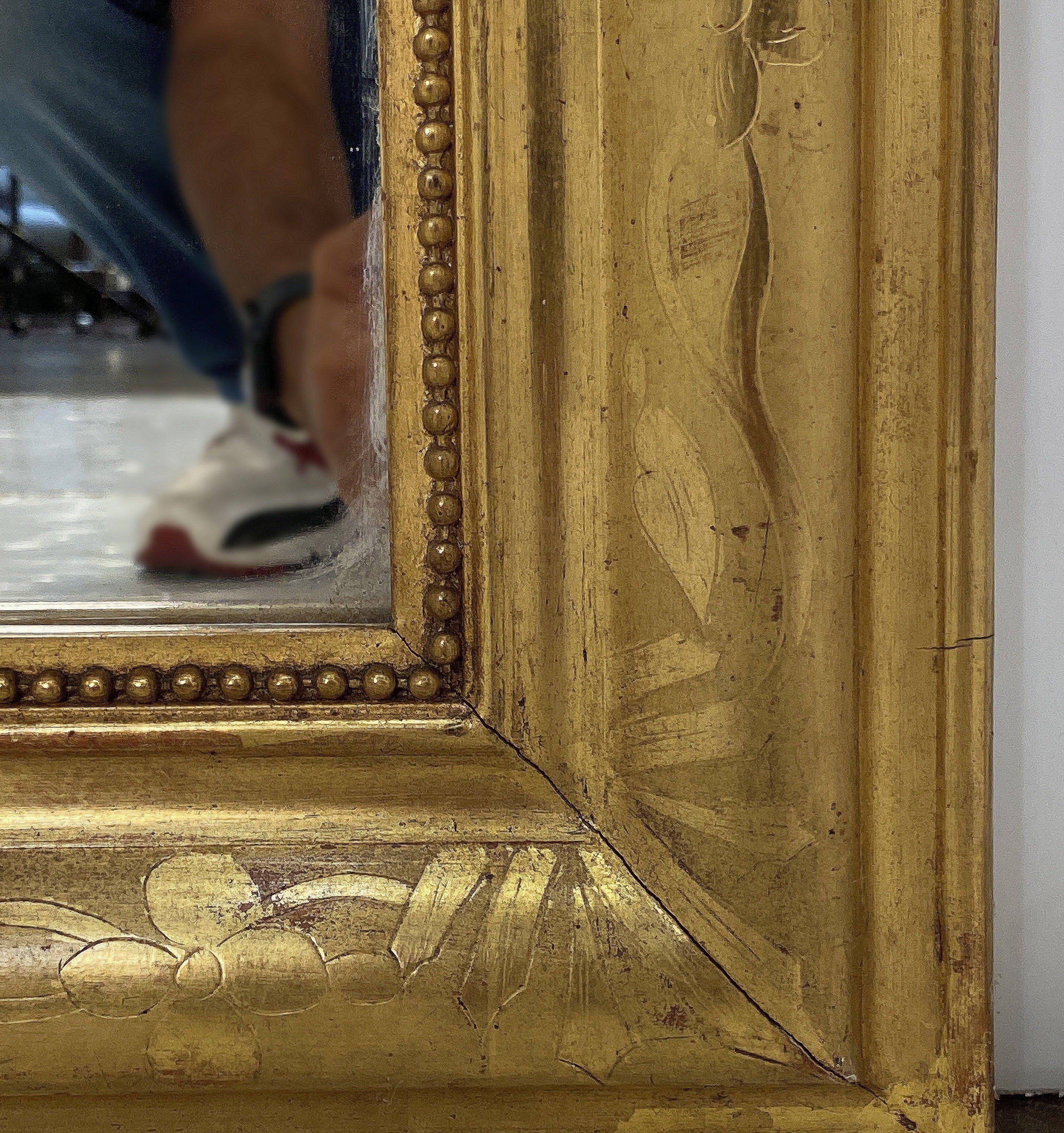 Large Louis Philippe Arch Top Gilt Mirror (H 42 3/4 x W 34 1/4) 3