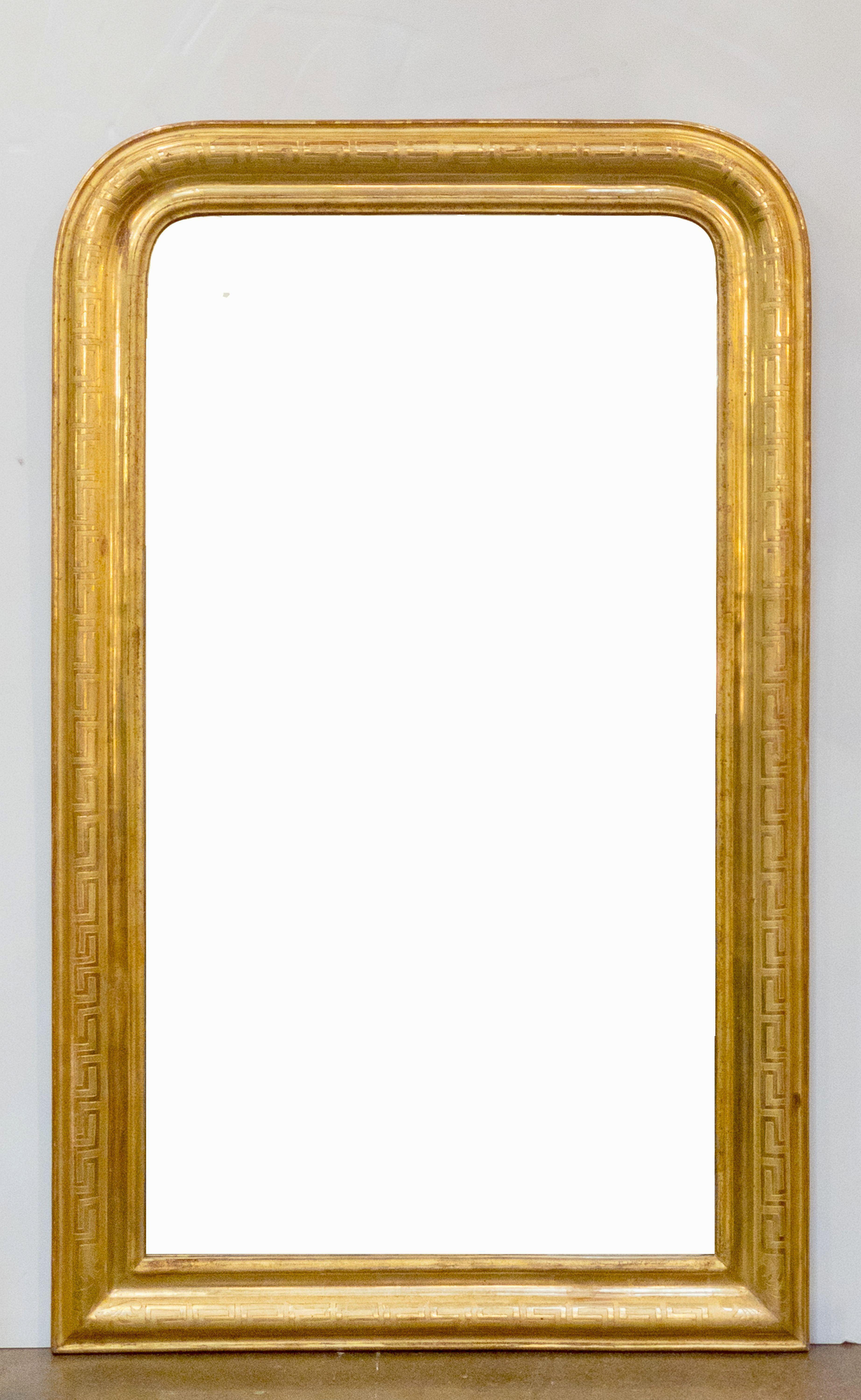 Large Louis Philippe Arch Top Gilt Mirror (H 49 3/4 x W 30 1/2) 8