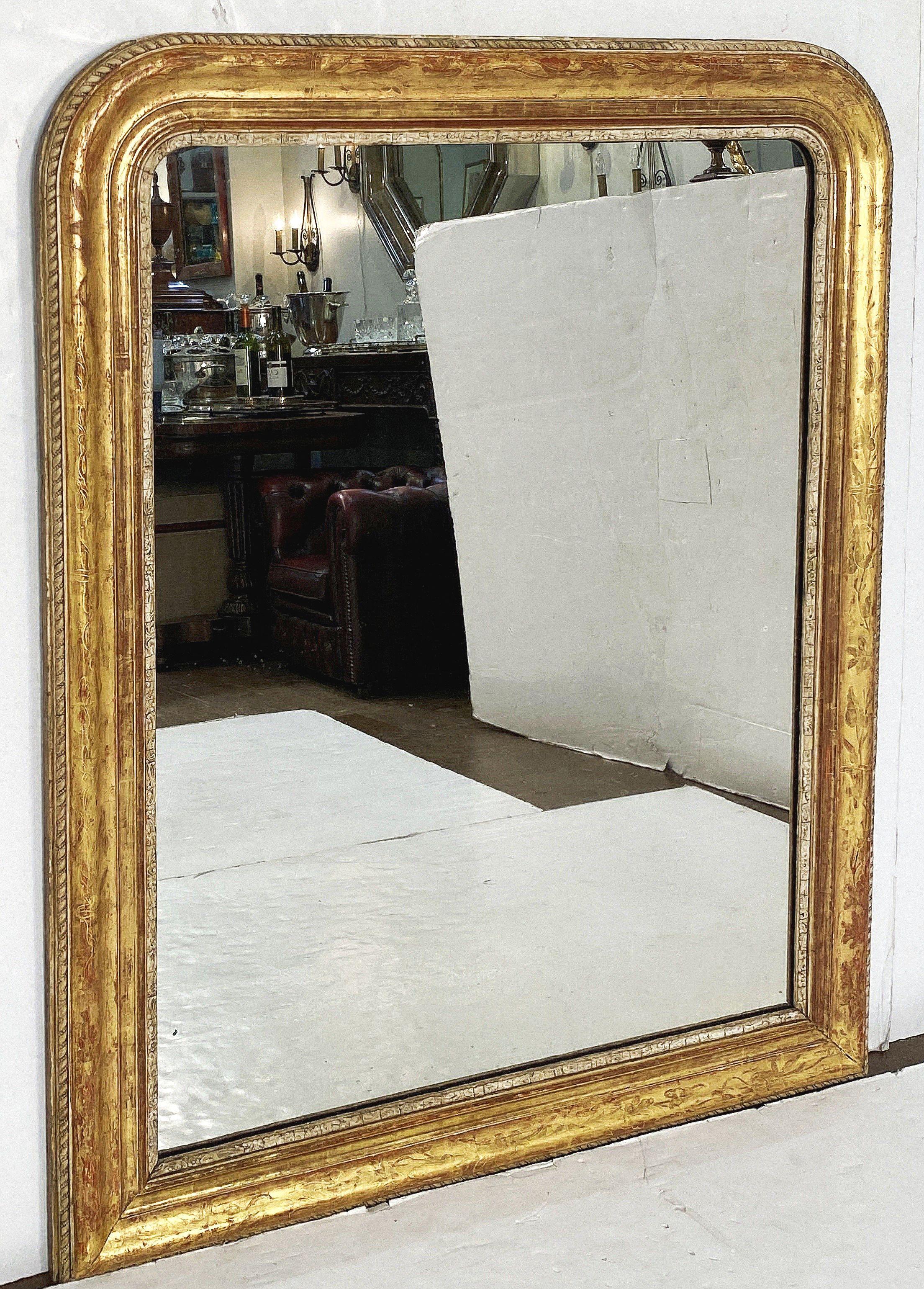 French Large Louis Philippe Arch Top Gilt Mirror (H 50 1/2 x W 40 1/2)
