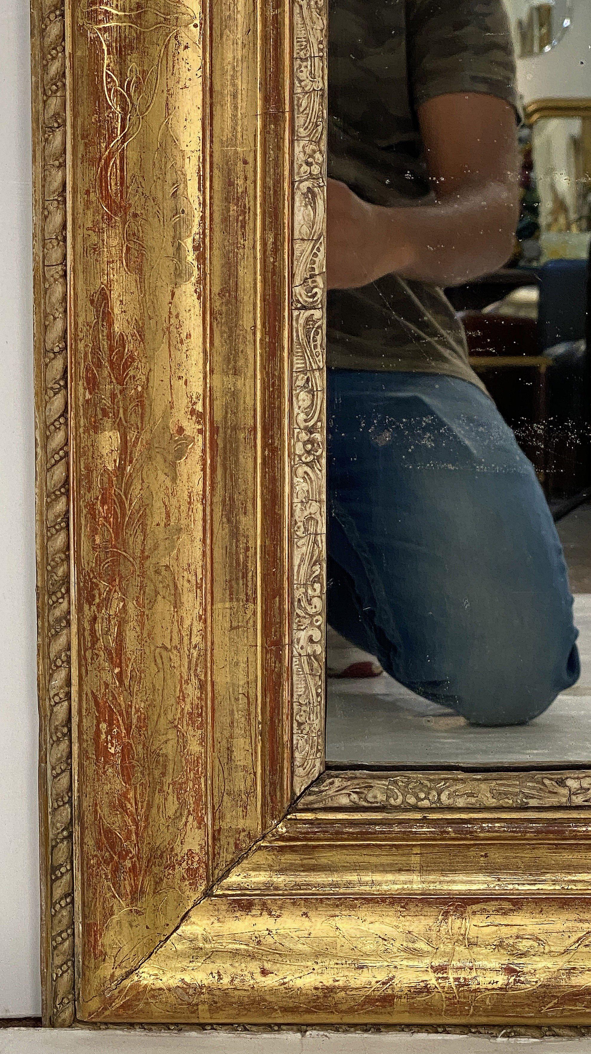 Large Louis Philippe Arch Top Gilt Mirror (H 50 1/2 x W 40 1/2) 1