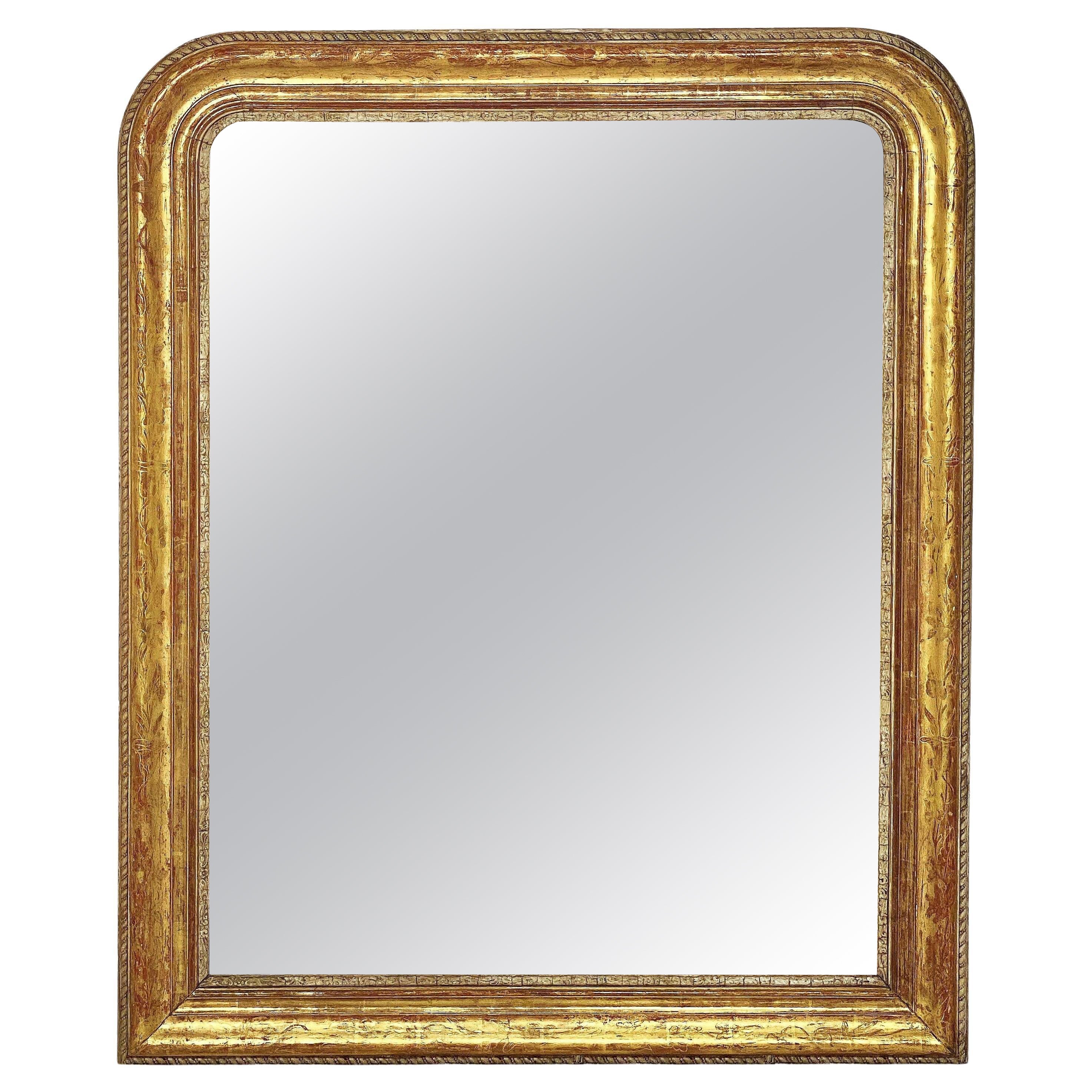 Large Louis Philippe Arch Top Gilt Mirror (H 50 1/2 x W 40 1/2)