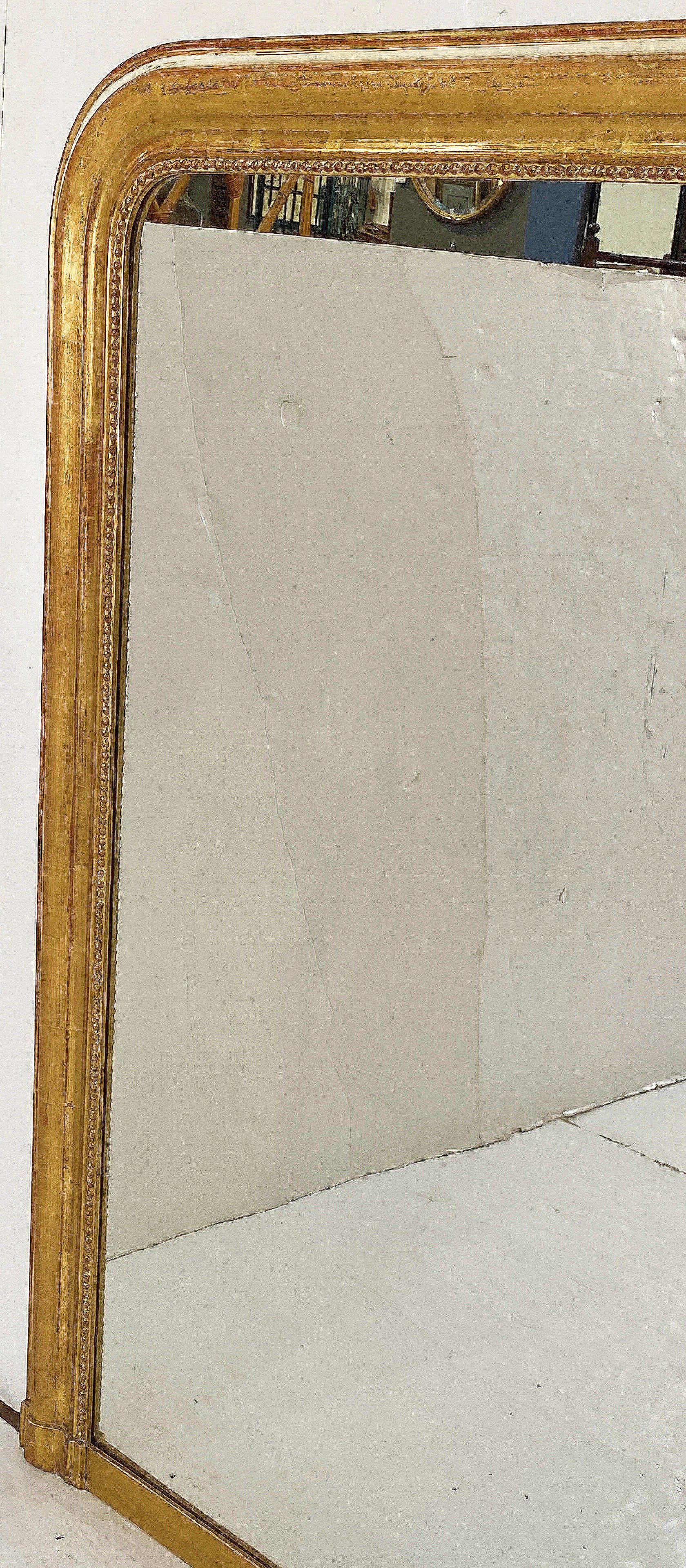 French Large Louis Philippe Arch Top Gilt Mirror (H 52 7/8 x W 39) For Sale