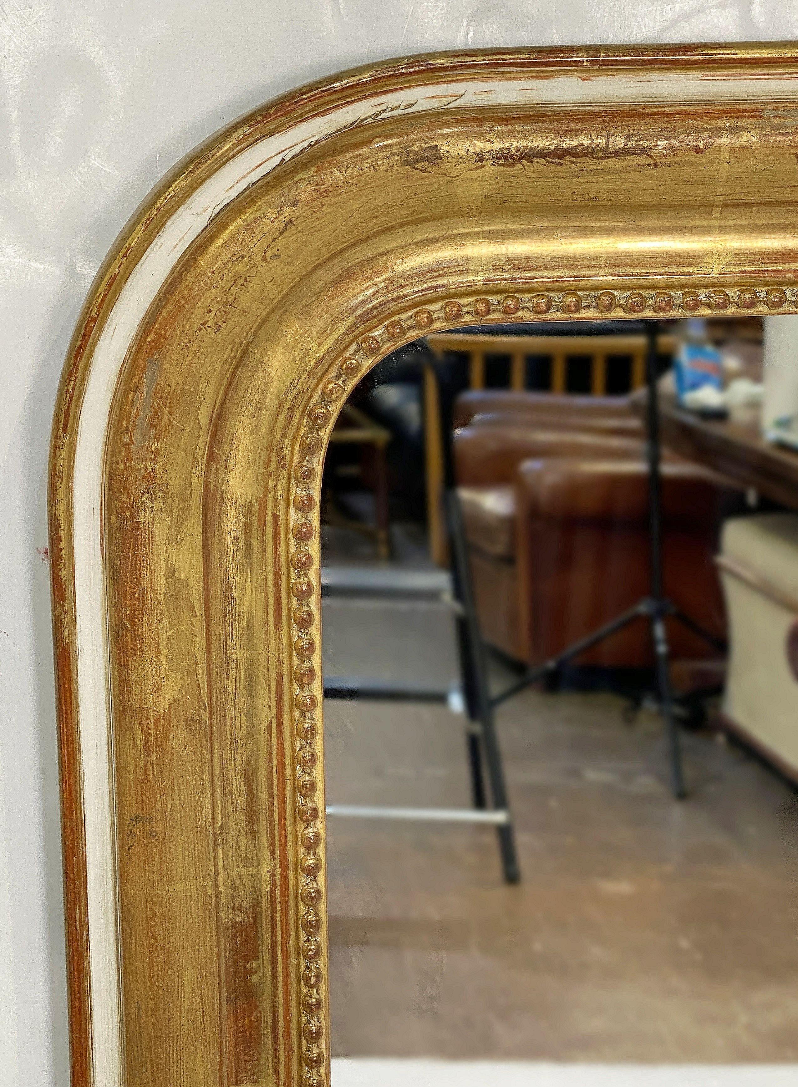 19th Century Large Louis Philippe Arch Top Gilt Mirror (H 52 7/8 x W 39) For Sale