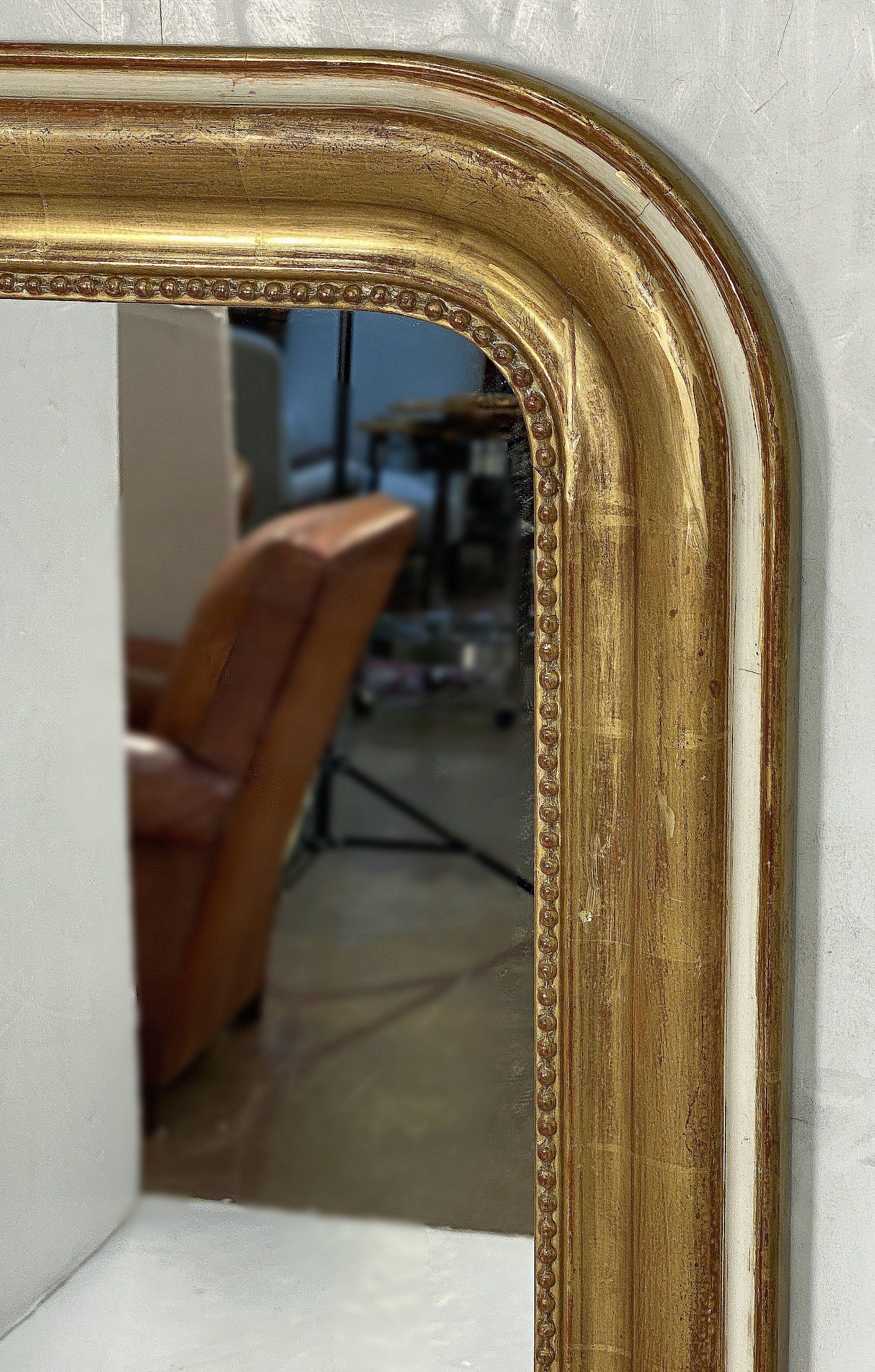Glass Large Louis Philippe Arch Top Gilt Mirror (H 52 7/8 x W 39) For Sale