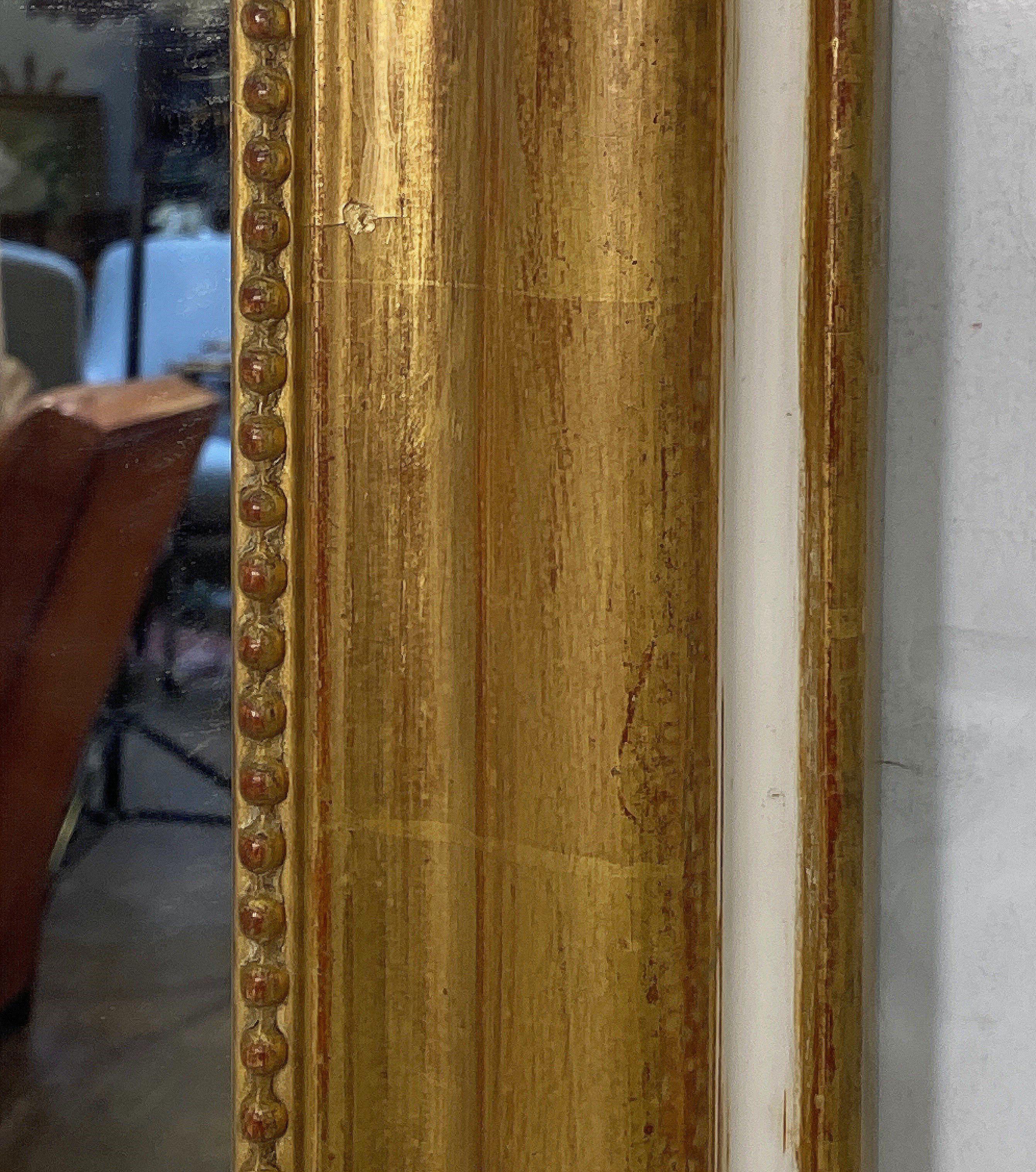 Large Louis Philippe Arch Top Gilt Mirror (H 52 7/8 x W 39) For Sale 2