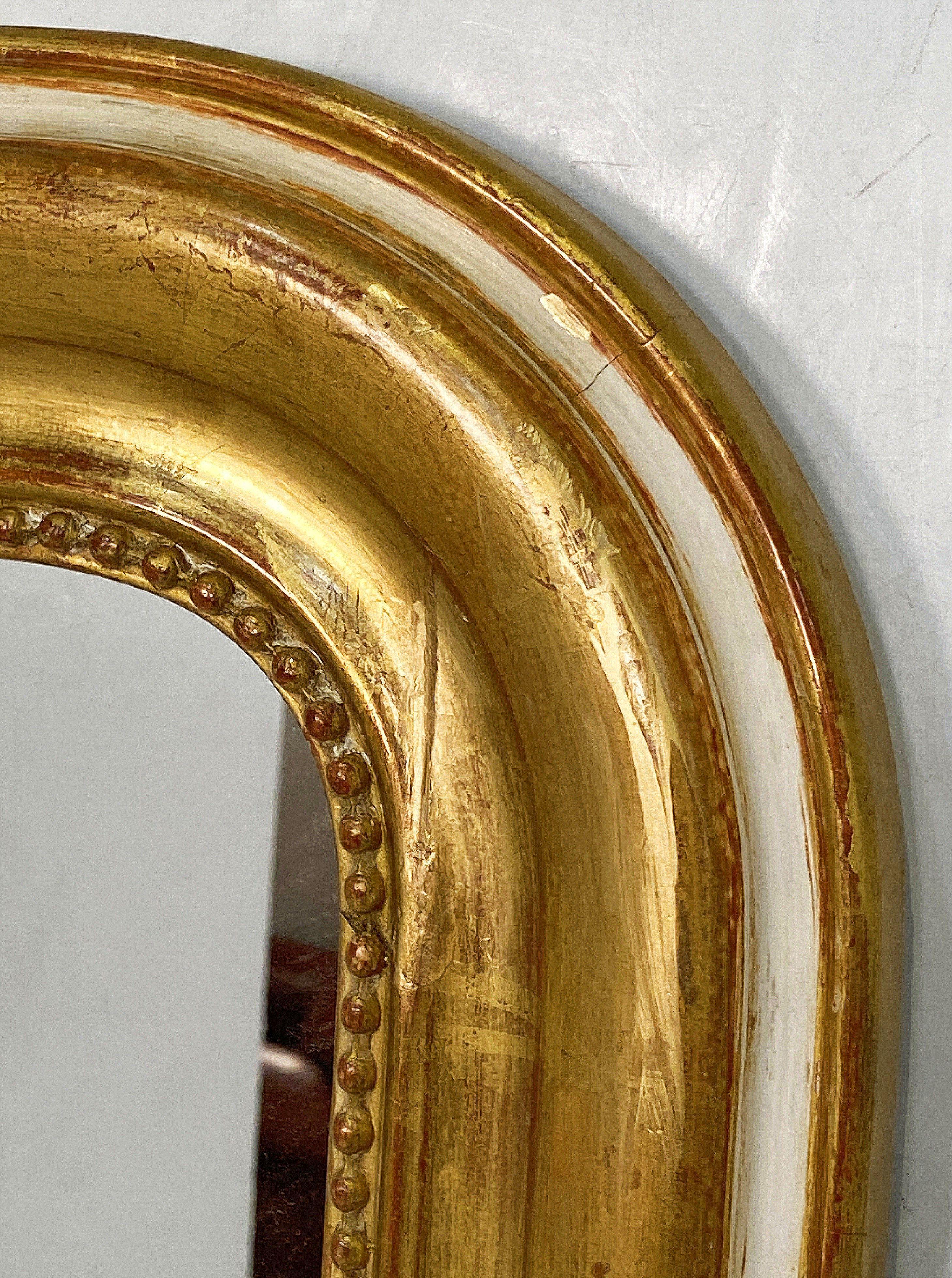 Large Louis Philippe Arch Top Gilt Mirror (H 52 7/8 x W 39) For Sale 3