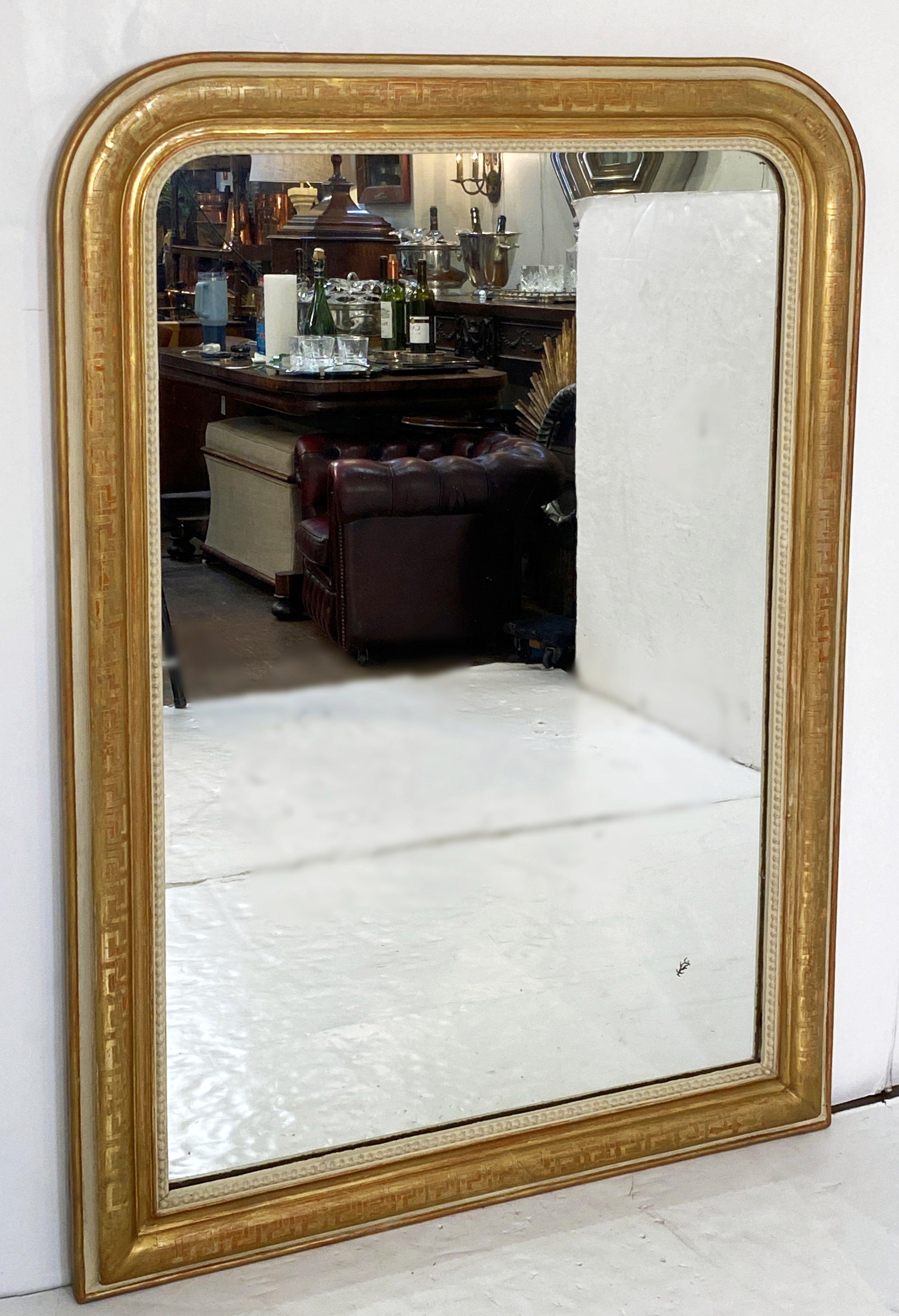 French Large Louis Philippe Arch Top Gilt Mirror (H 53 1/4 x W 38) For Sale