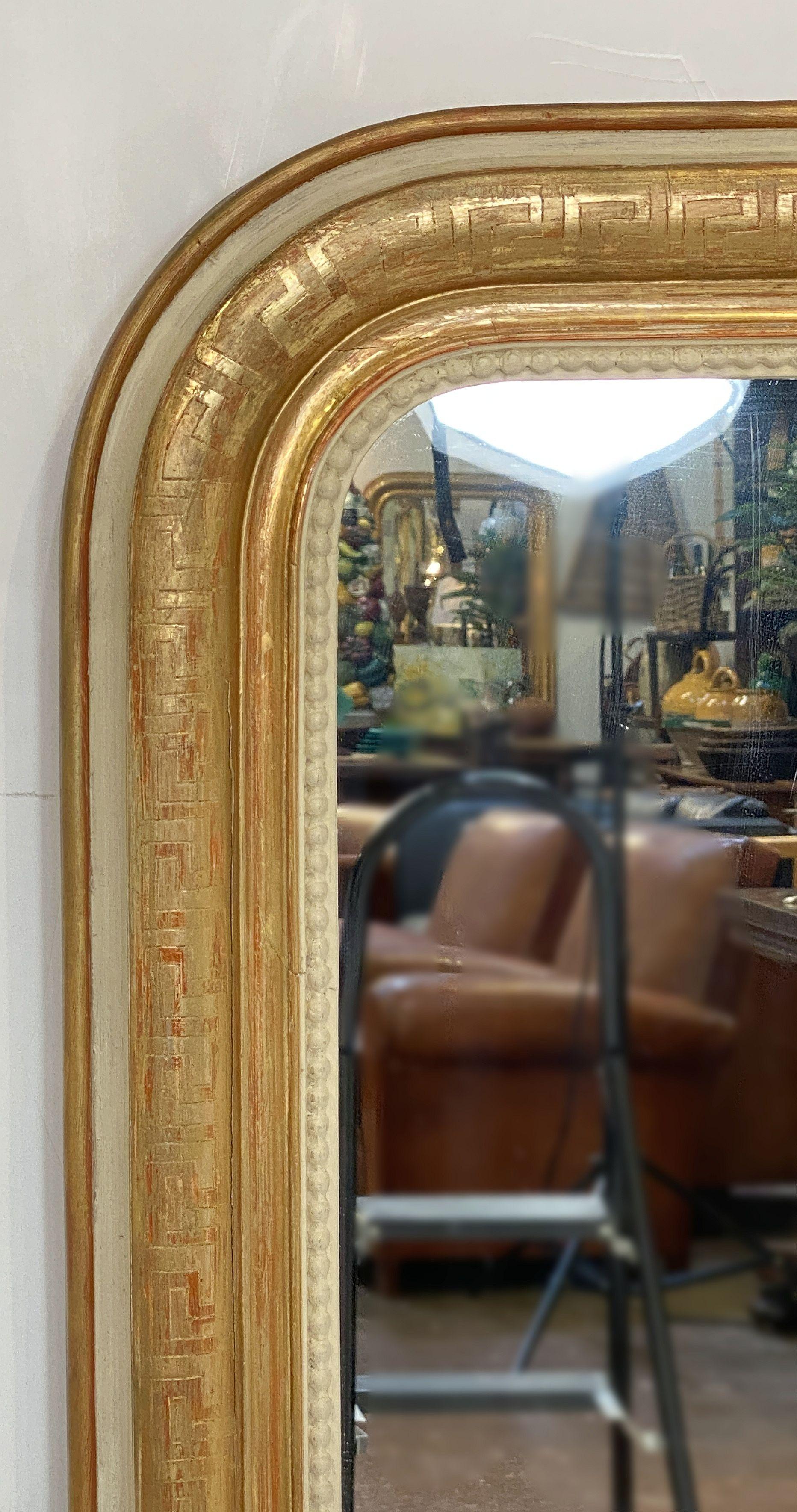 19th Century Large Louis Philippe Arch Top Gilt Mirror (H 53 1/4 x W 38) For Sale