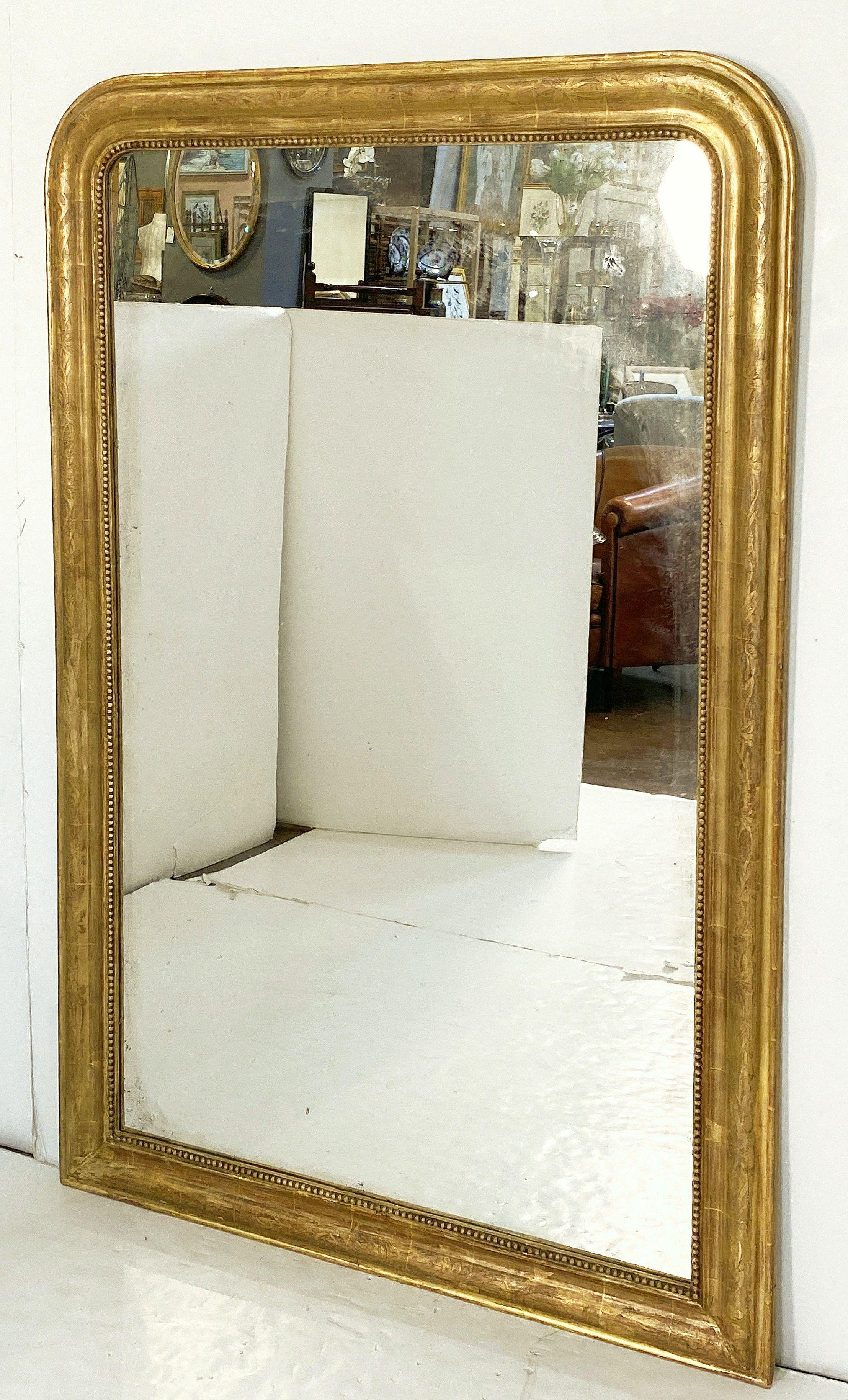 Francese Grande specchio dorato Louis Philippe (H. 59 x L. 38 1/2) in vendita