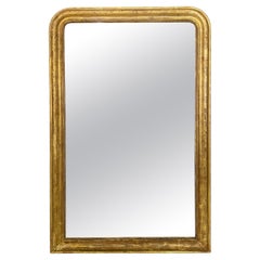 Grand miroir Louis Philippe avec plateau en arc doré (H 59 x L 38 1/2)